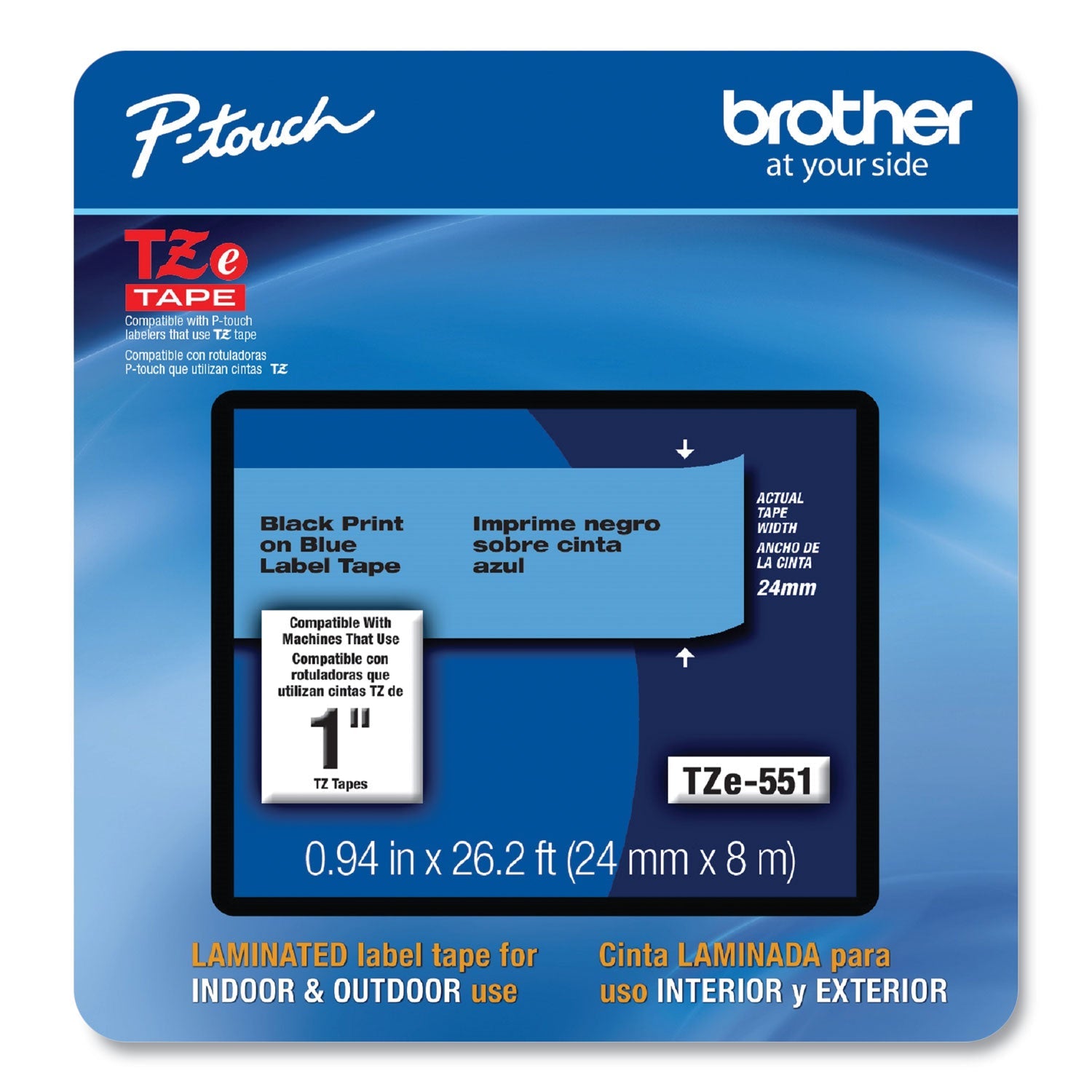 P-Touch Laminated Removable Label Tapes | Blk/Blue