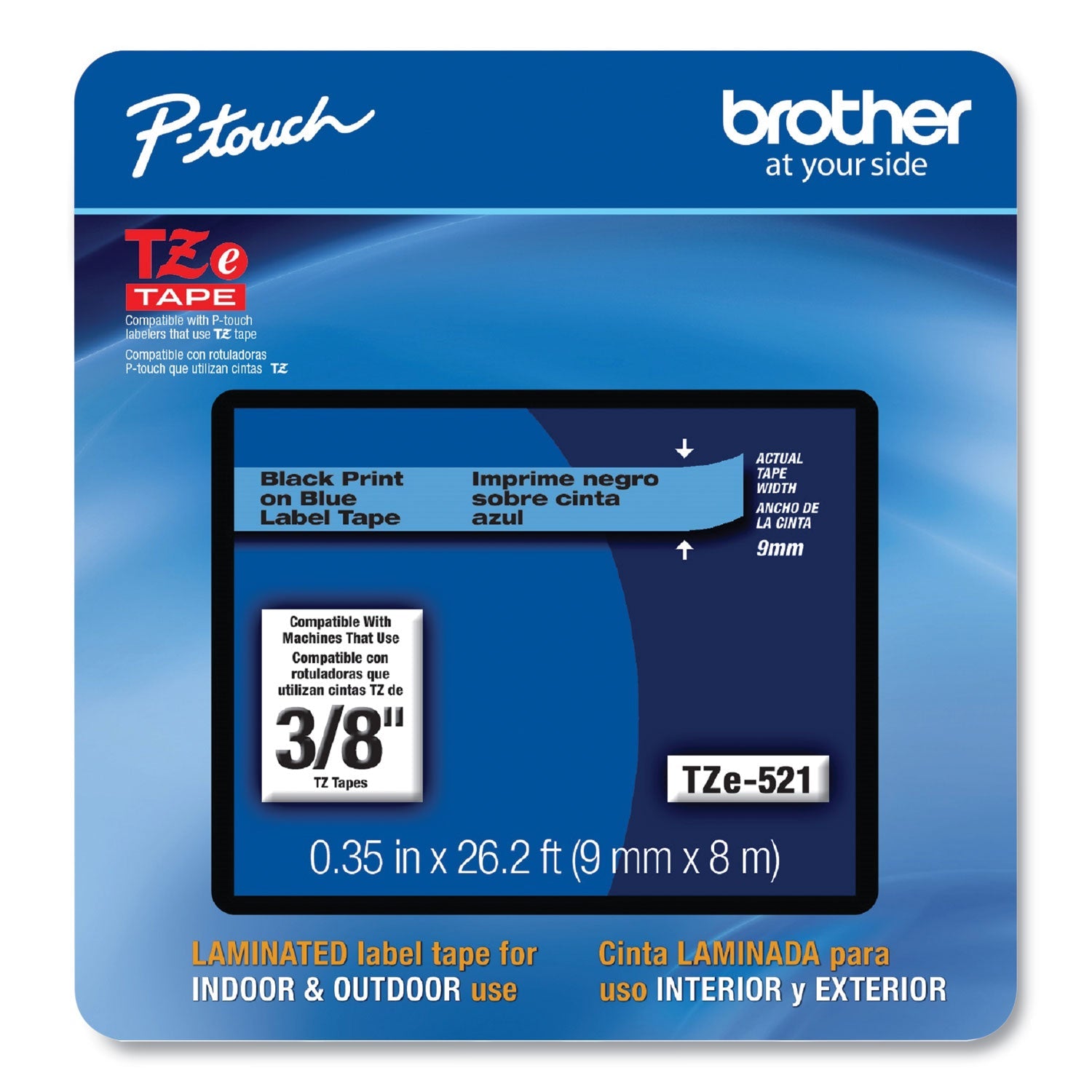 P-Touch Laminated Removable Label Tapes | Blk/Blue