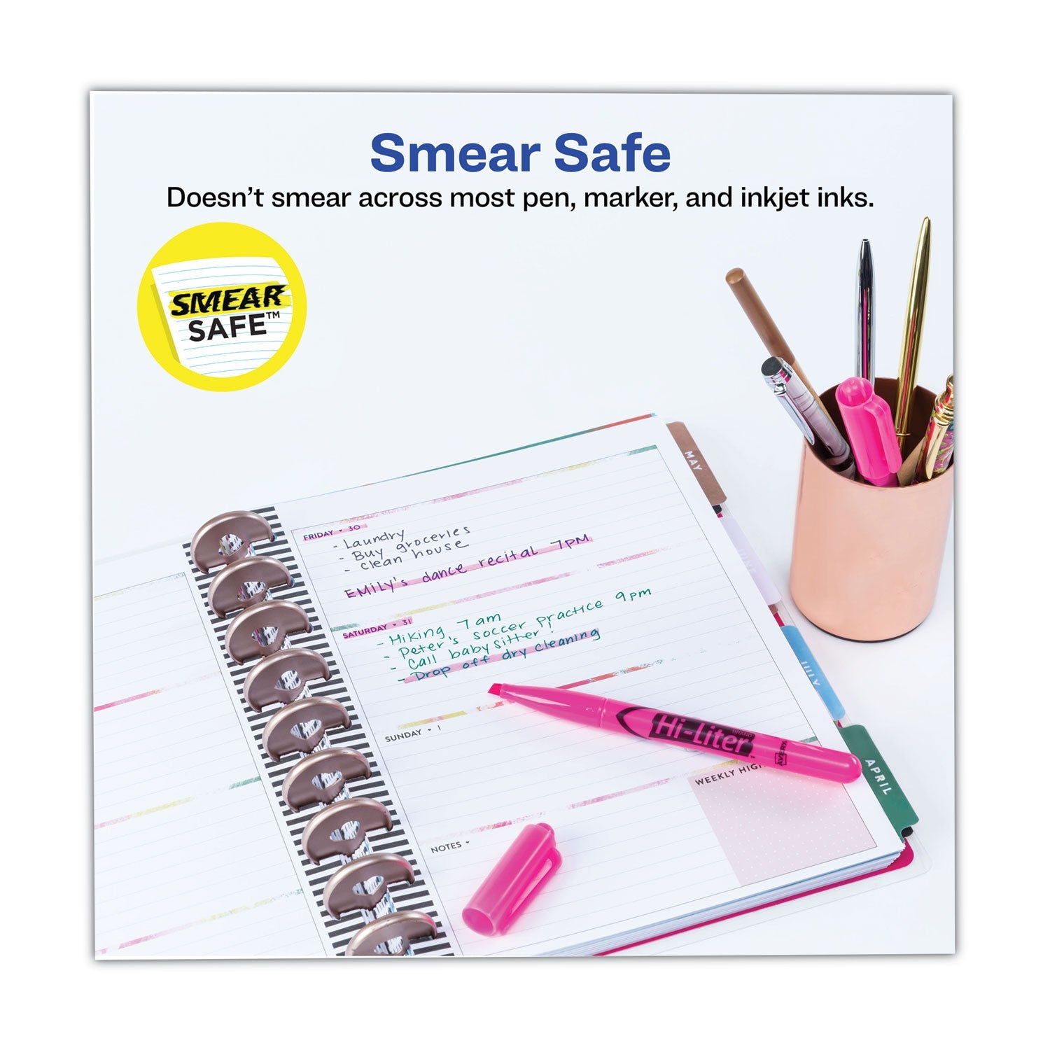 Avery® Hi-Liter Pen-Style Highlighters, Fluorescent Pink Ink, Chisel Tip, Pink/black Barrel, Dozen