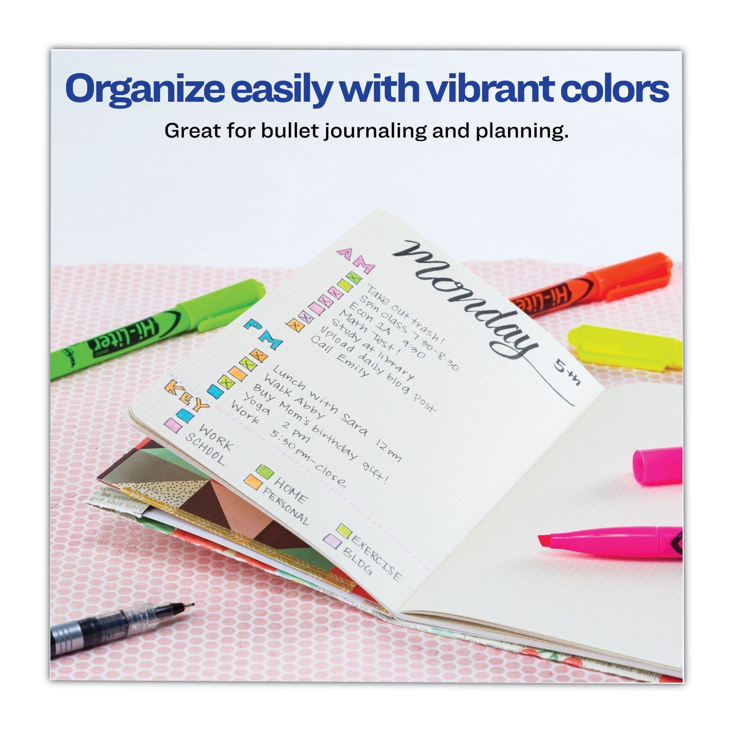 Avery® Hi-Liter Pen-Style Highlighters, Fluorescent Yellow Ink, Chisel Tip, Yellow/black Barrel, Dozen