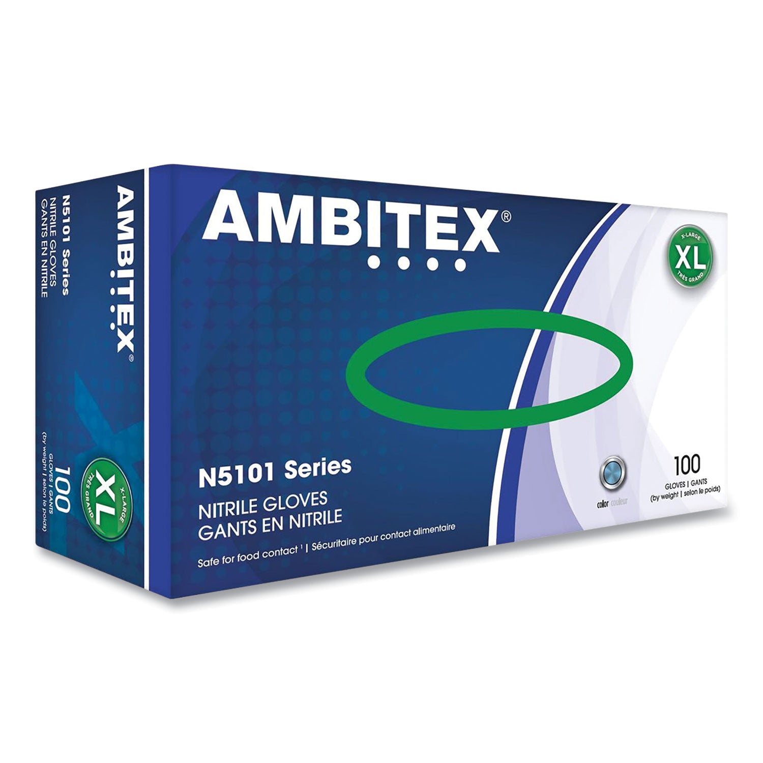 AMBITEX® N5101 SERIES POWDERED NITRILE GLOVES, X-LARGE, BLUE, 100/BOX