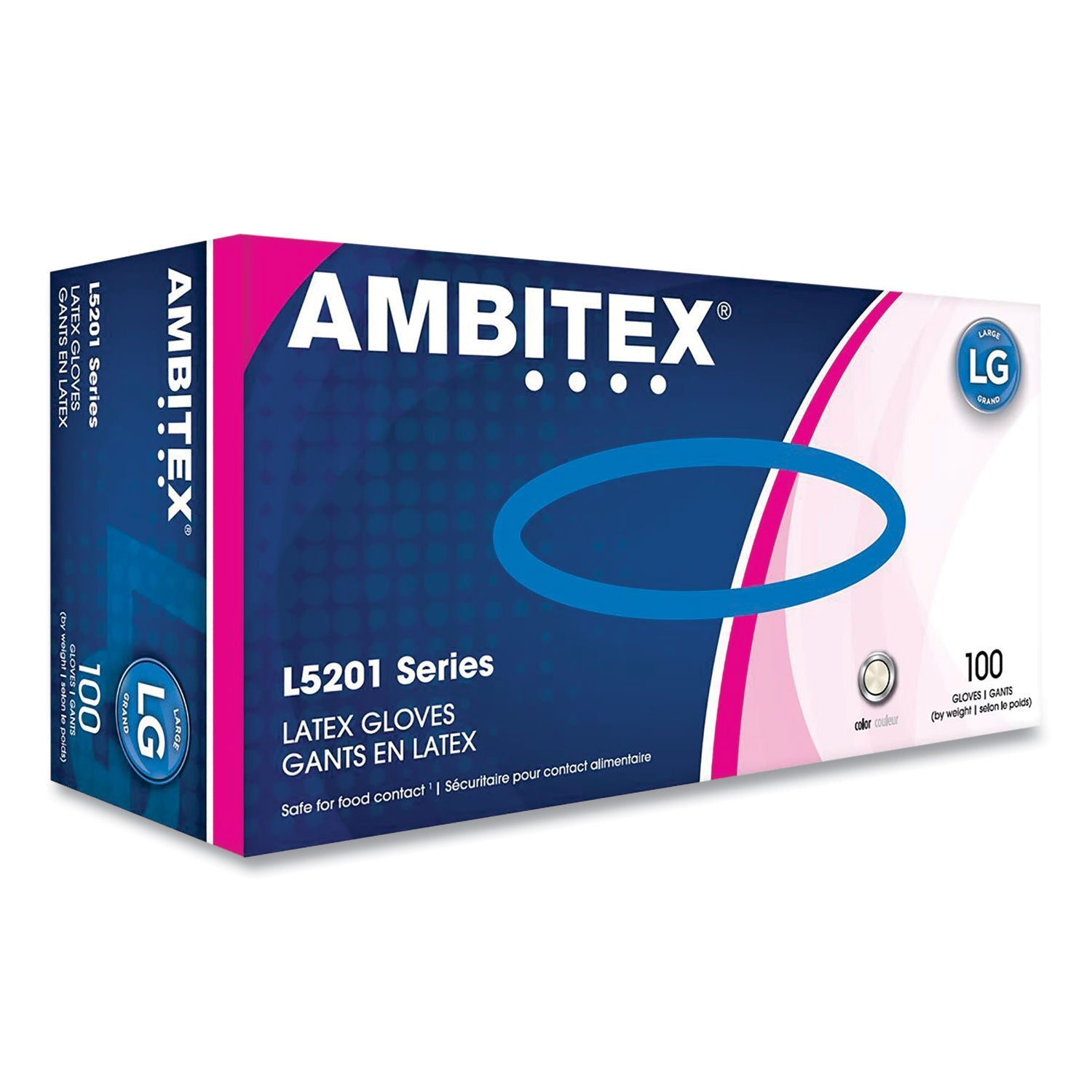 AMBITEX® L5201 SERIES POWDER-FREE LATEX GLOVES, 4 MIL, LARGE, CREAM, 100/BOX