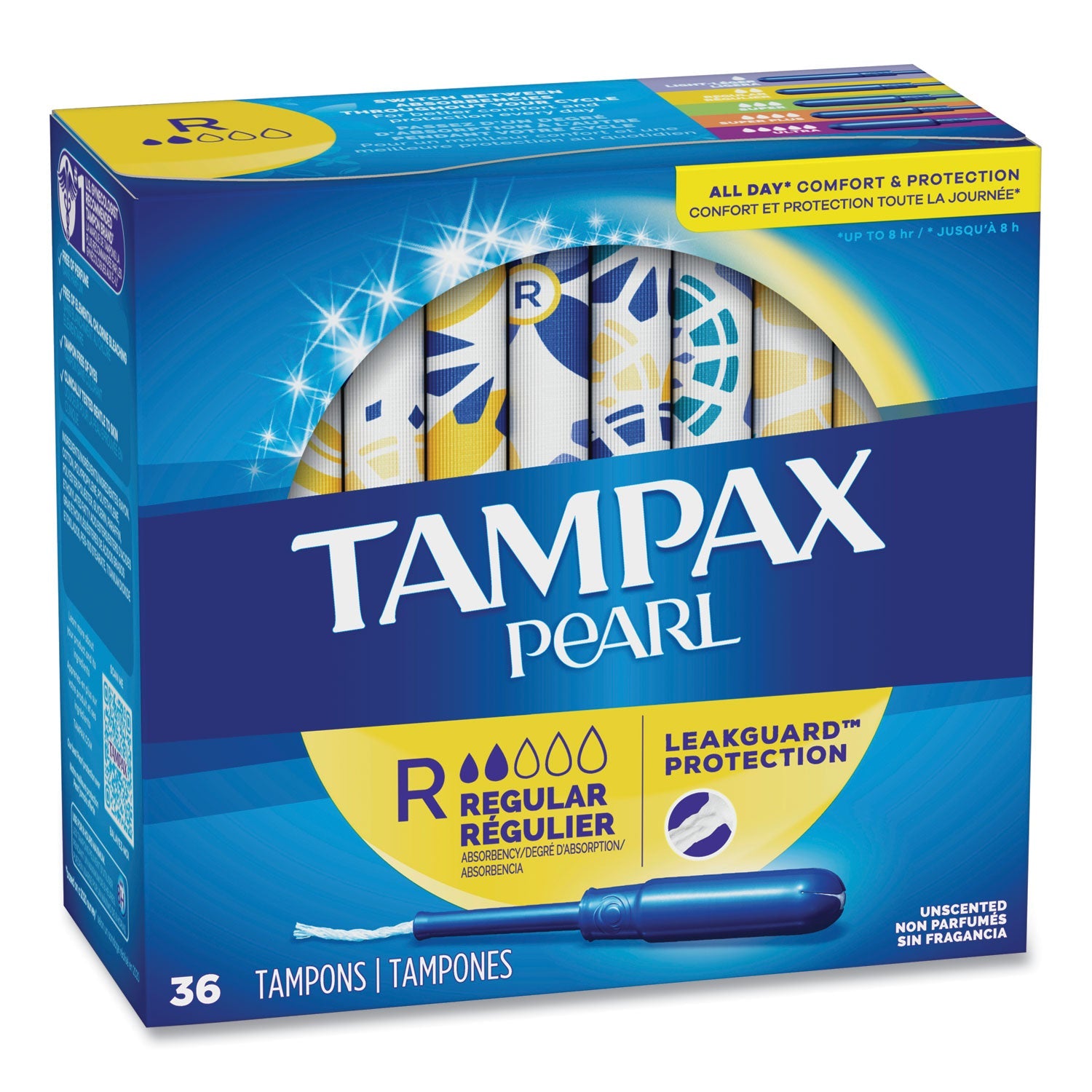 Tampax® Pearl Tampons, Regular, 36/box