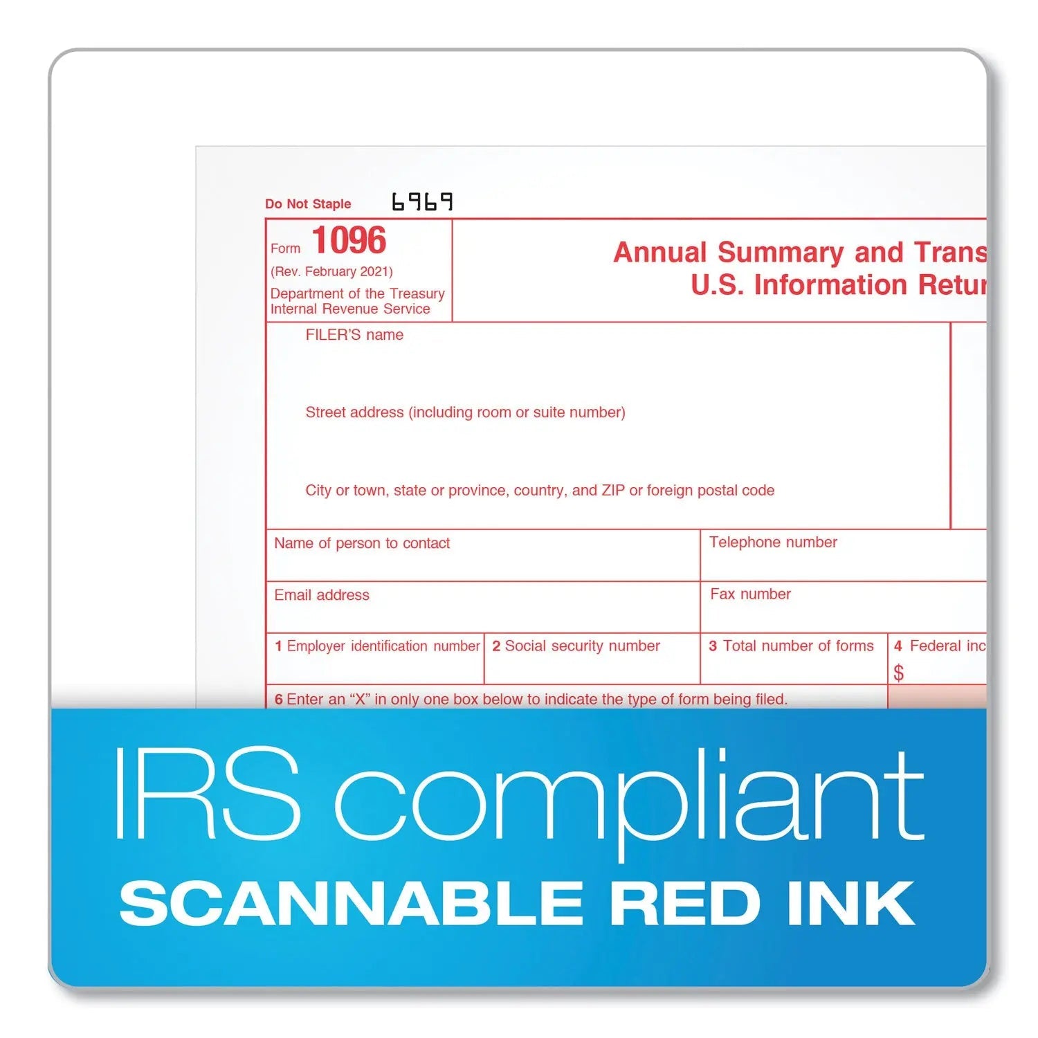 Adams® 2-Part 1096 Continuous Feed Tax Forms, Fiscal Year: 2024, Two-Part Carbonless, 8 x 11, 10 Forms Total - Bloom Skins