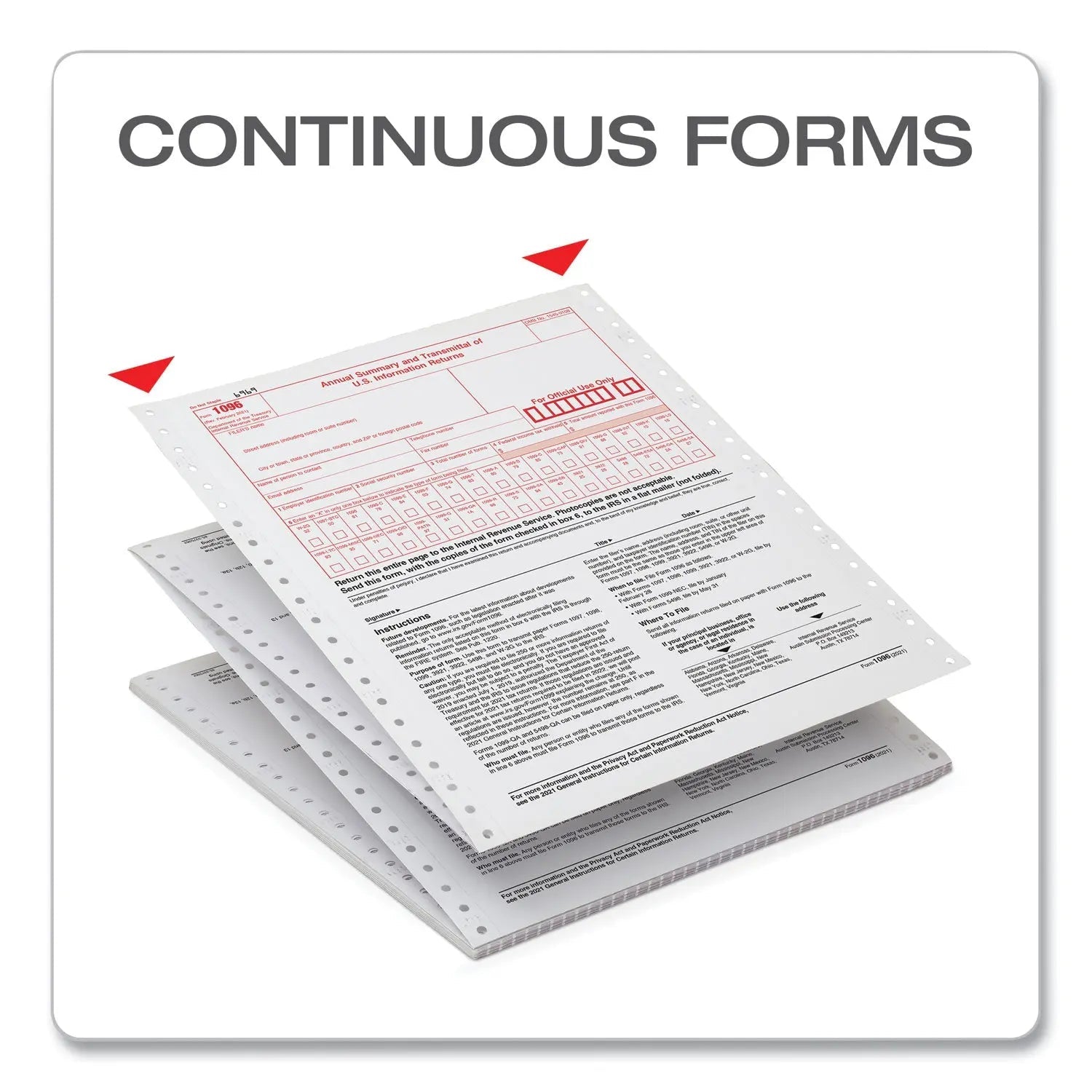 Adams® 2-Part 1096 Continuous Feed Tax Forms, Fiscal Year: 2024, Two-Part Carbonless, 8 x 11, 10 Forms Total - Bloom Skins