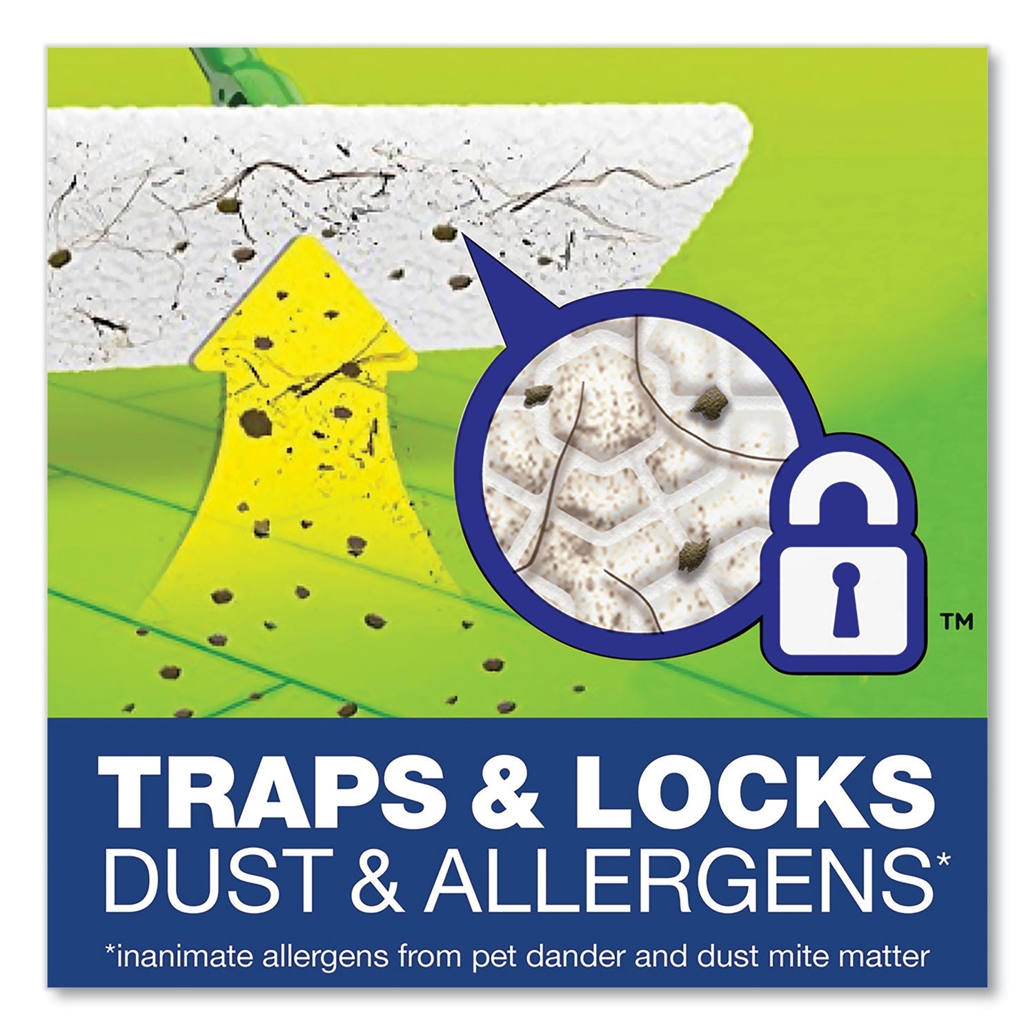 Swiffer® Sweeper Mop, 10 X 4.8 White Cloth Head, 46" Green/silver Aluminum/plastic Handle