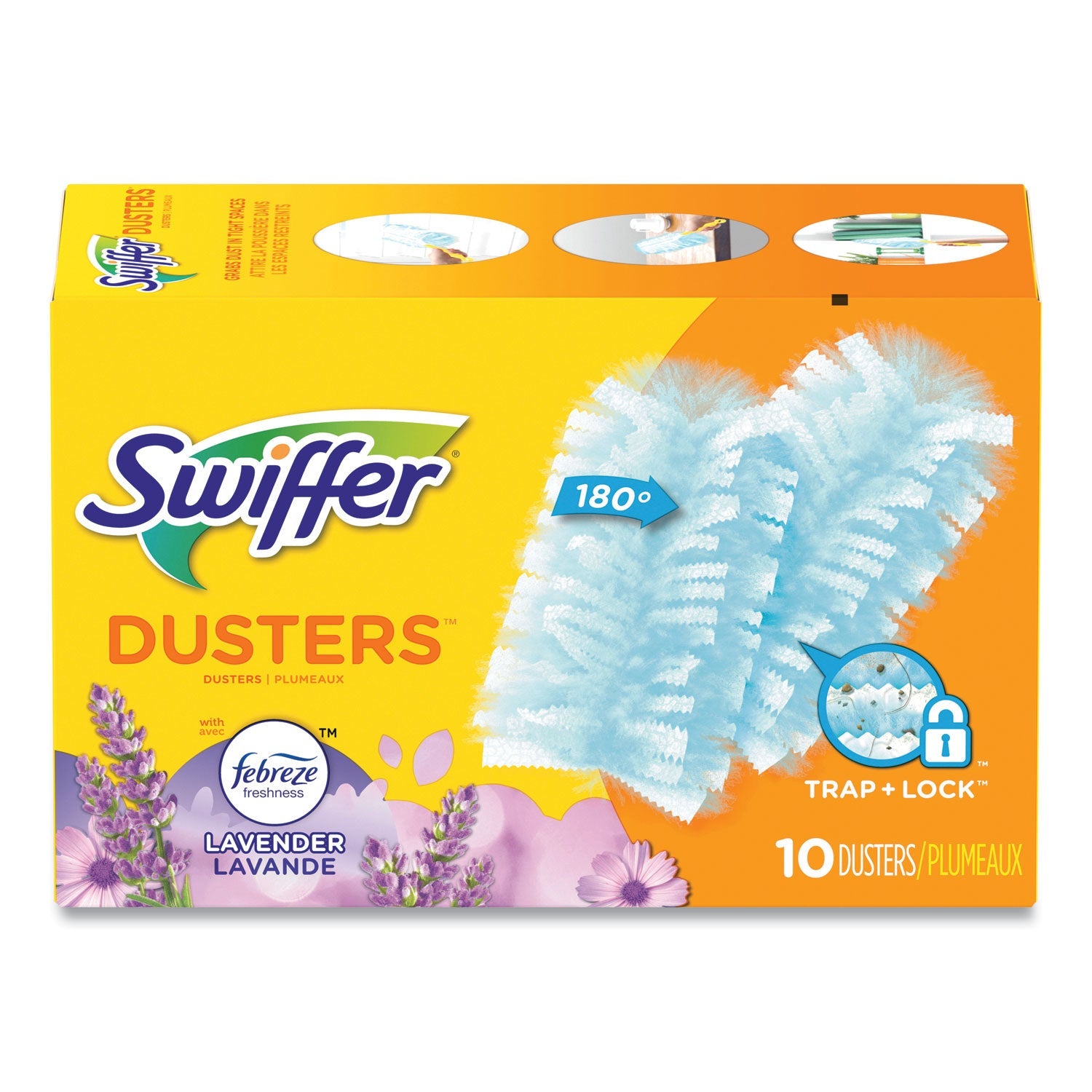 Swiffer® Refill Dusters, Dustlock Fiber, Light Blue, Lavender Vanilla Scent,10/box,4 Boxes/carton