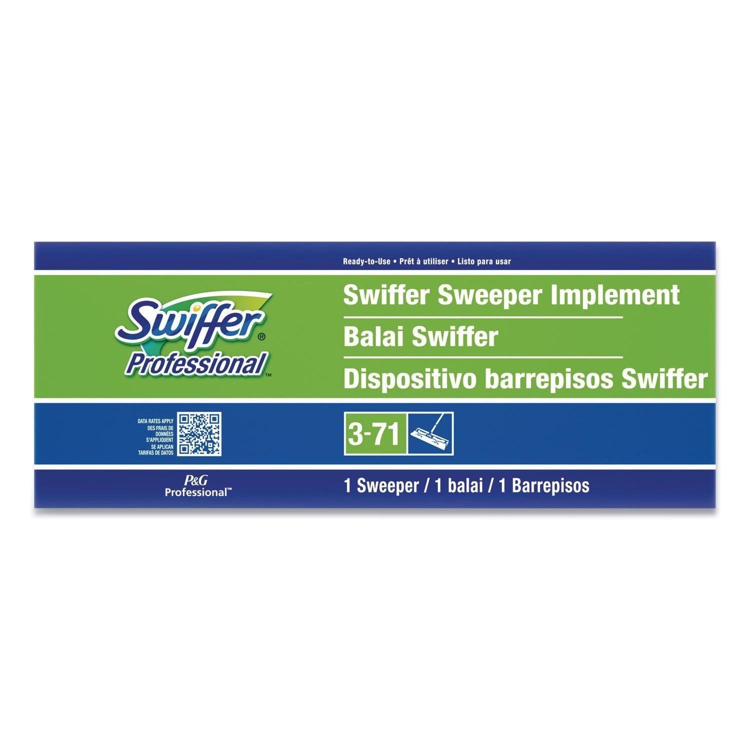 Swiffer® Sweeper Mop, 10 X 4.8 White Cloth Head, 46" Green/silver Aluminum/plastic Handle
