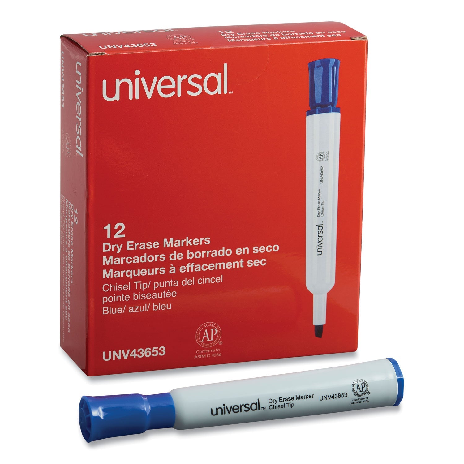 Dry Erase Marker | Chisel, Blue, Dozen, Universal™