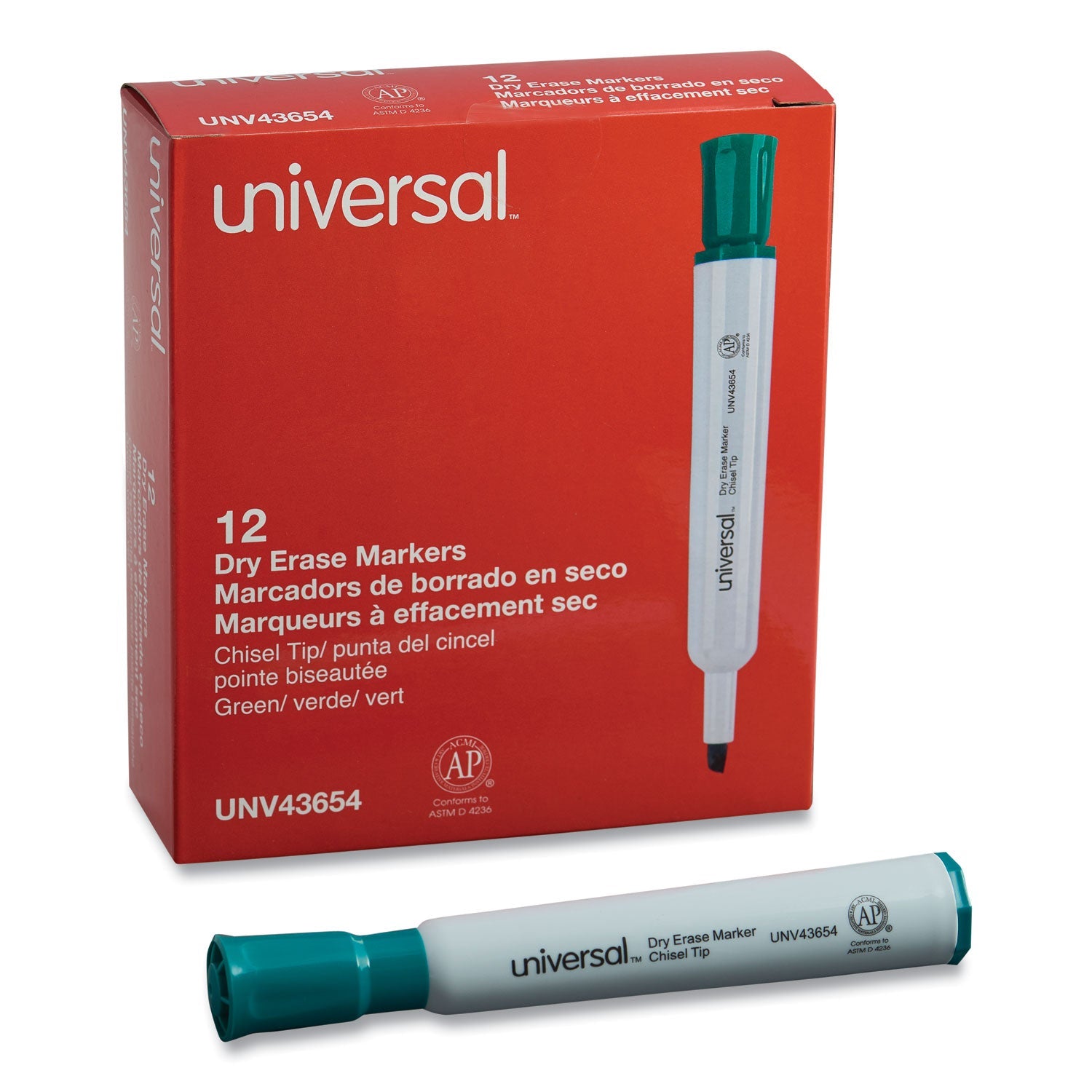 Dry Erase Marker | Chisel, Green, Dozen, Universal™