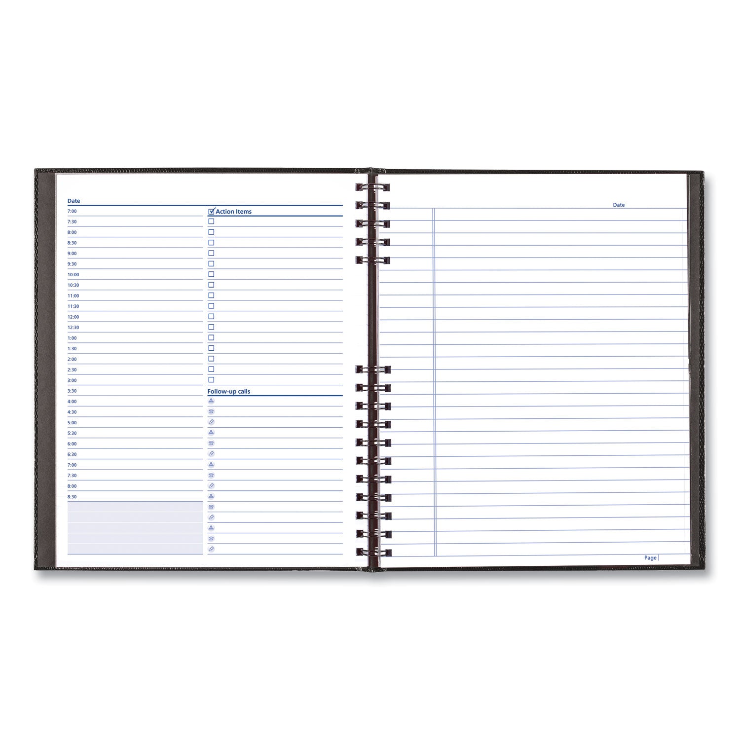 Blueline® Notepro Undated Daily Planner, 10.75 X 8.5, Black Cover, Undated