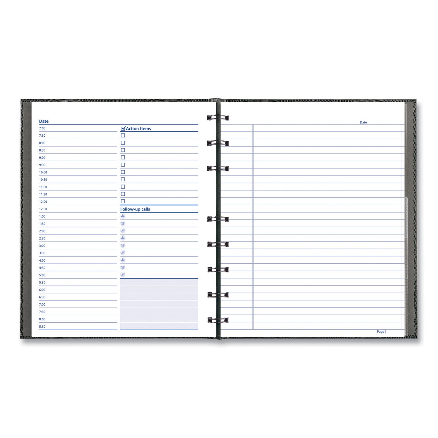 Blueline® Notepro Undated Daily Planner, 9.25 X 7.25, Black Cover, Undated