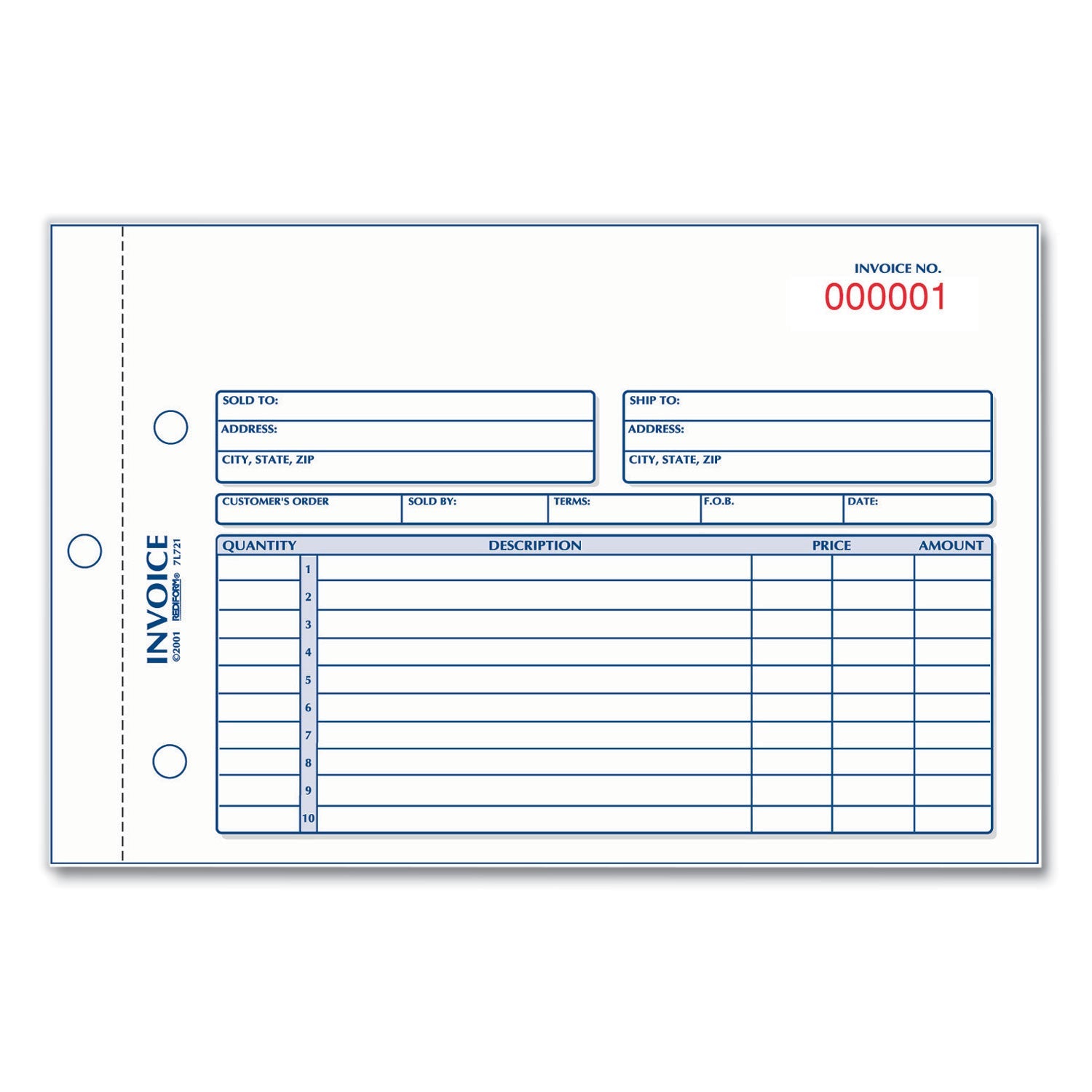 Rediform® Invoice Book, Two-Part Carbonless, 5.5 x 7.88, 50 Forms Total