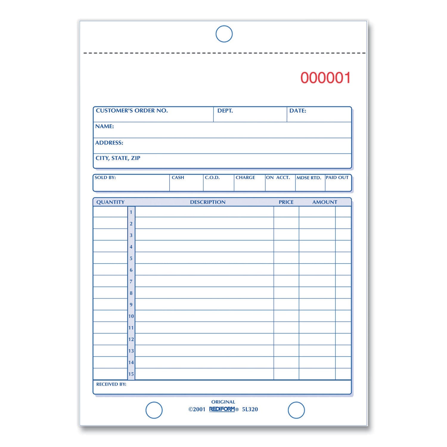 Rediform® Sales Book, 15 Lines, Two-Part Carbonless, 5.5 x 7.88, 50 Forms Total
