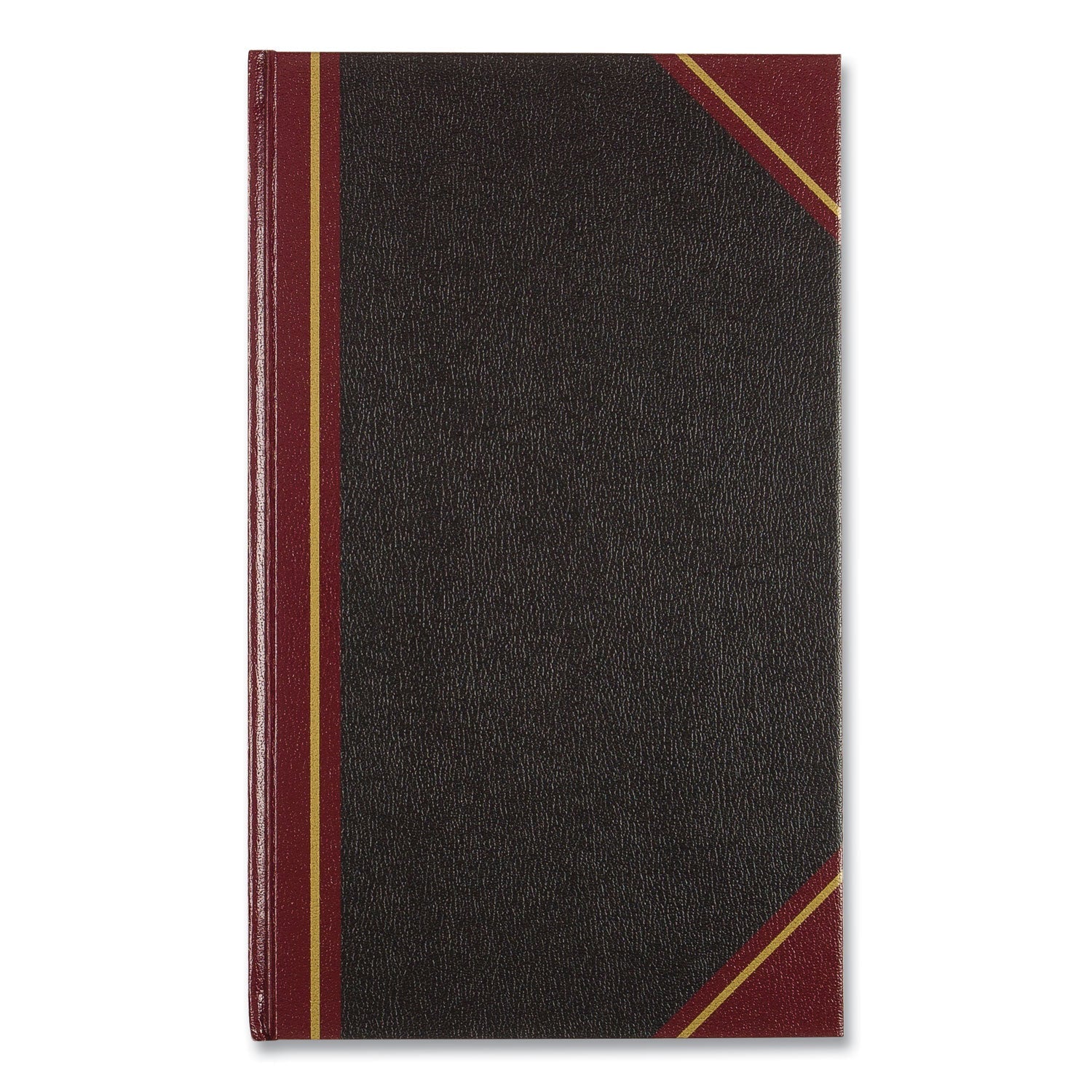 National® Texthide Eye-Ease Record Book, Black/burgundy/gold Cover, 14.25 X 8.75 Sheets, 300 Sheets/book