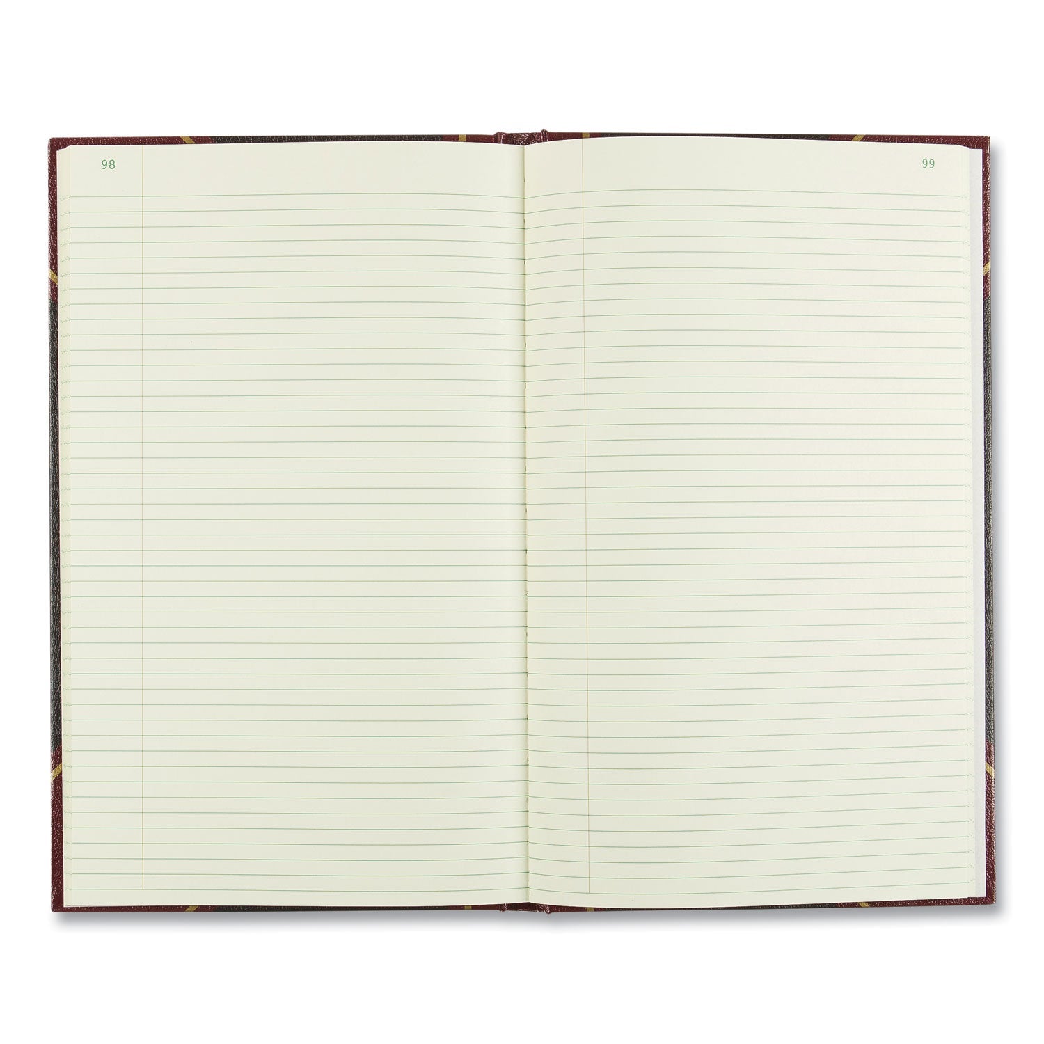 National® Texthide Eye-Ease Record Book, Black/burgundy/gold Cover, 14.25 X 8.75 Sheets, 300 Sheets/book