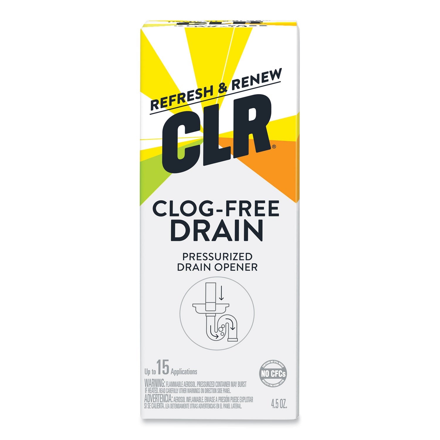 CLR® Clog-Free Drain Cleaner, 4.5 oz Aerosol Spray, 6/Carton
