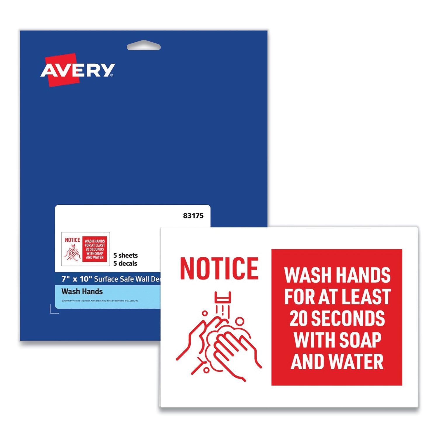 Surface Safe Wall Decals | Wash Hands | 5-Pack