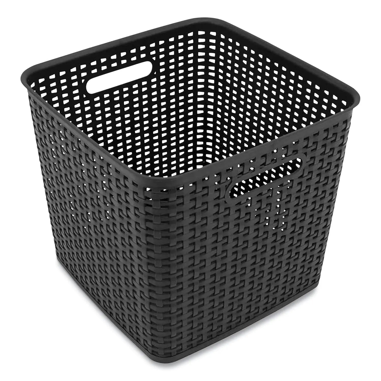 Advantus Plastic Weave Bin, Extra Large, 12.6" X 11.1" X 16.6", Black