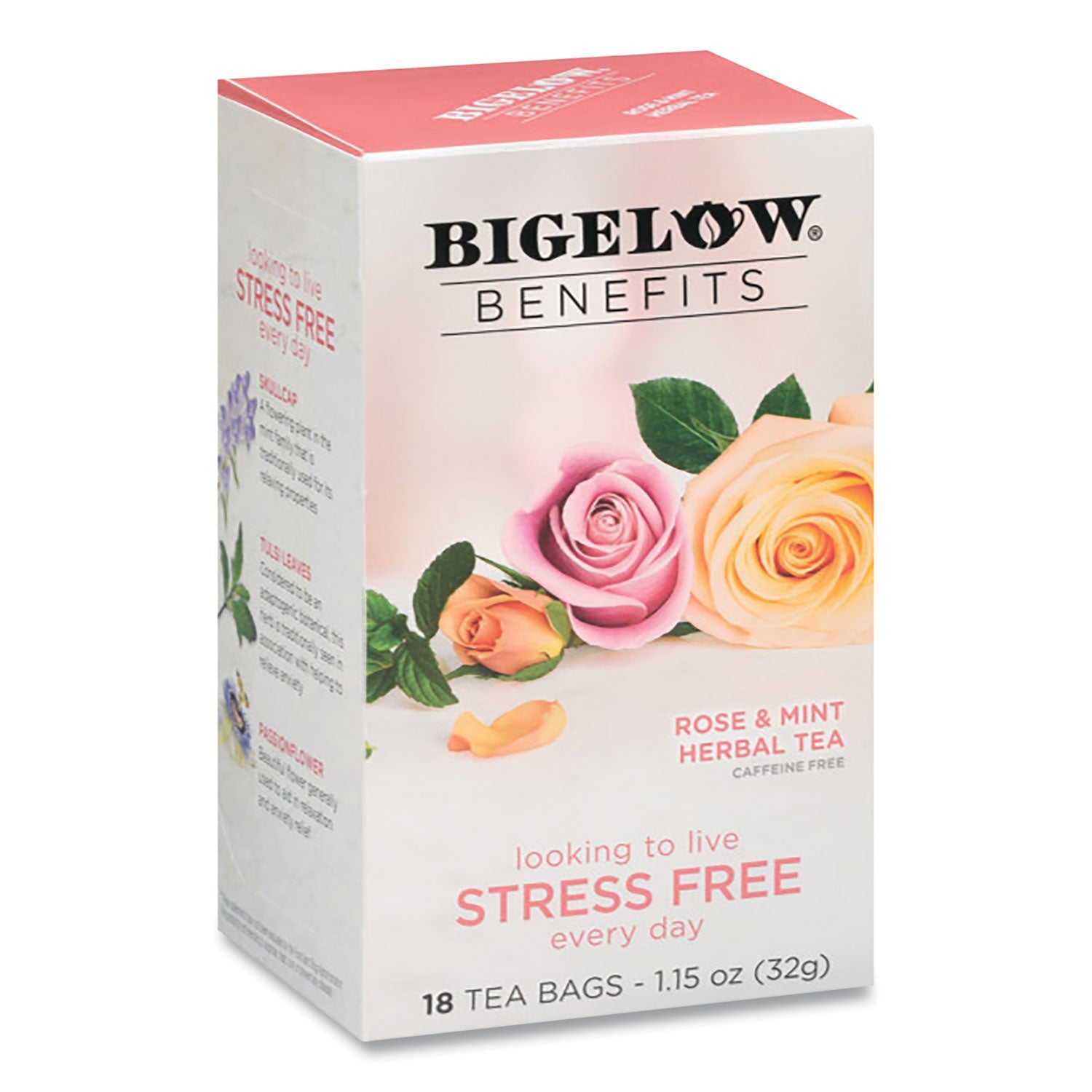 Bigelow® Benefits Rose and Mint Herbal Tea Bags, 0.6 oz Tea Bag, 18/Box