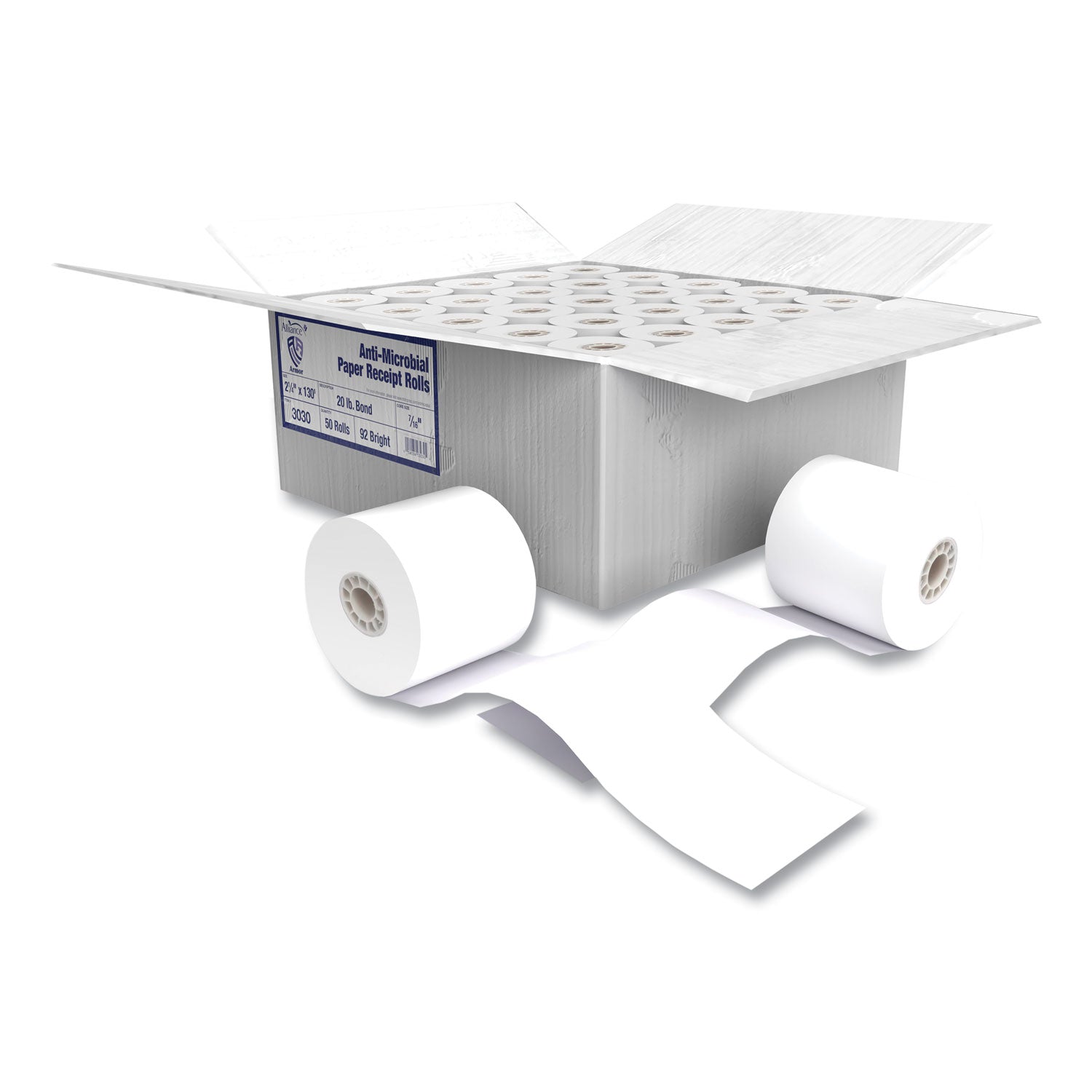 Alliance Armor Antimicrobial Receipt Roll Paper, 2.25" X 130 Ft, White, 50/carton - Bloom Skins