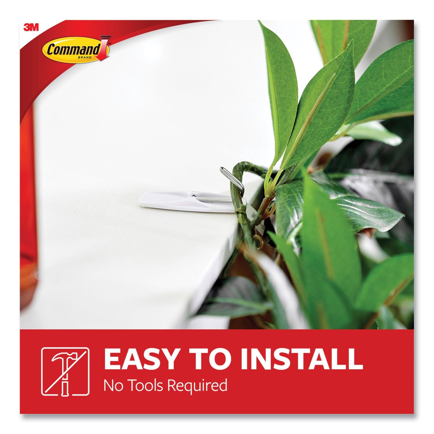 Command™ General Purpose Wire Hooks, Medium, Metal, White, 2 lb Capacity, 13 Hooks and 16 Strips/Pack