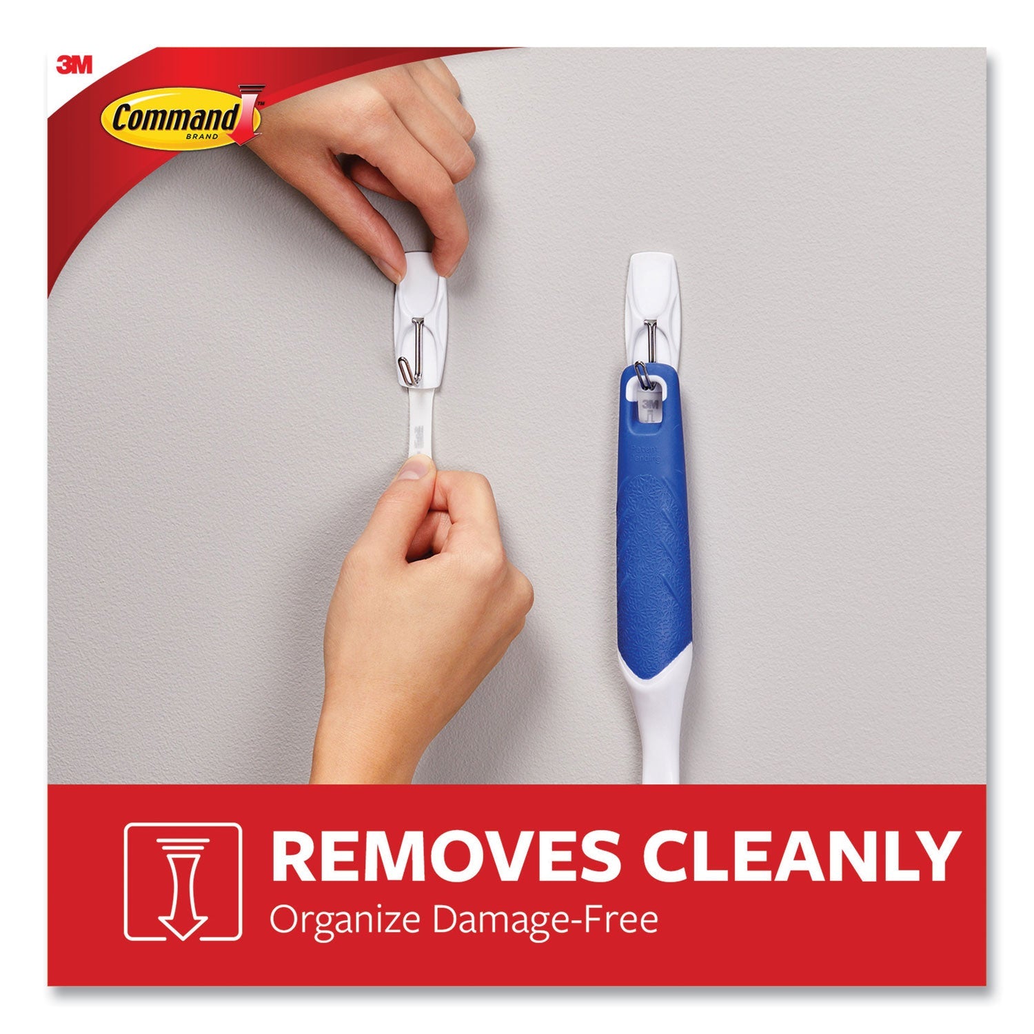 Command™ General Purpose Wire Hooks, Medium, Metal, White, 2 lb Capacity, 13 Hooks and 16 Strips/Pack