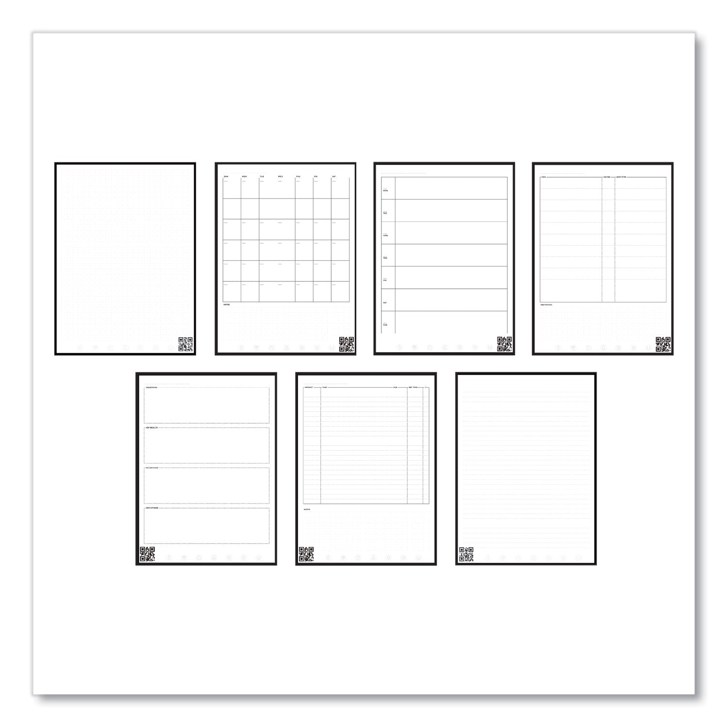 Rocketbook Fusion Smart Notebook, Seven Assorted Page Formats, Black Cover, (21) 11 x 8.5 Sheets - Bloom Skins