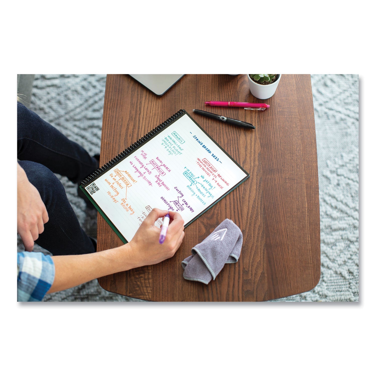 Rocketbook Fusion Smart Notebook, Seven Assorted Page Formats, Black Cover, (21) 11 x 8.5 Sheets - Bloom Skins