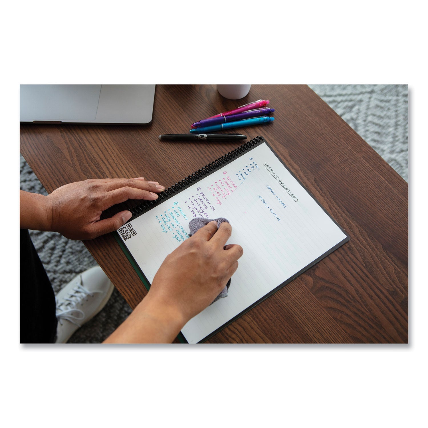 Rocketbook Fusion Smart Notebook, Seven Assorted Page Formats, Black Cover, (21) 11 x 8.5 Sheets - Bloom Skins