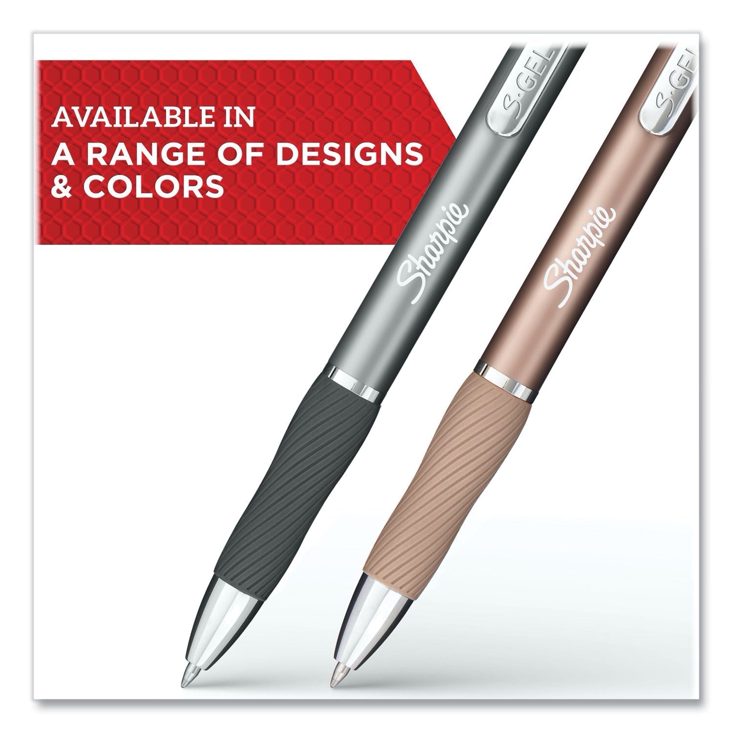 Sharpie® S-Gel™ S-Gel Premium Metal Barrel Gel Pen, Retractable, Medium 0.7 Mm, Black Ink, Champagne Barrel, 2/pack