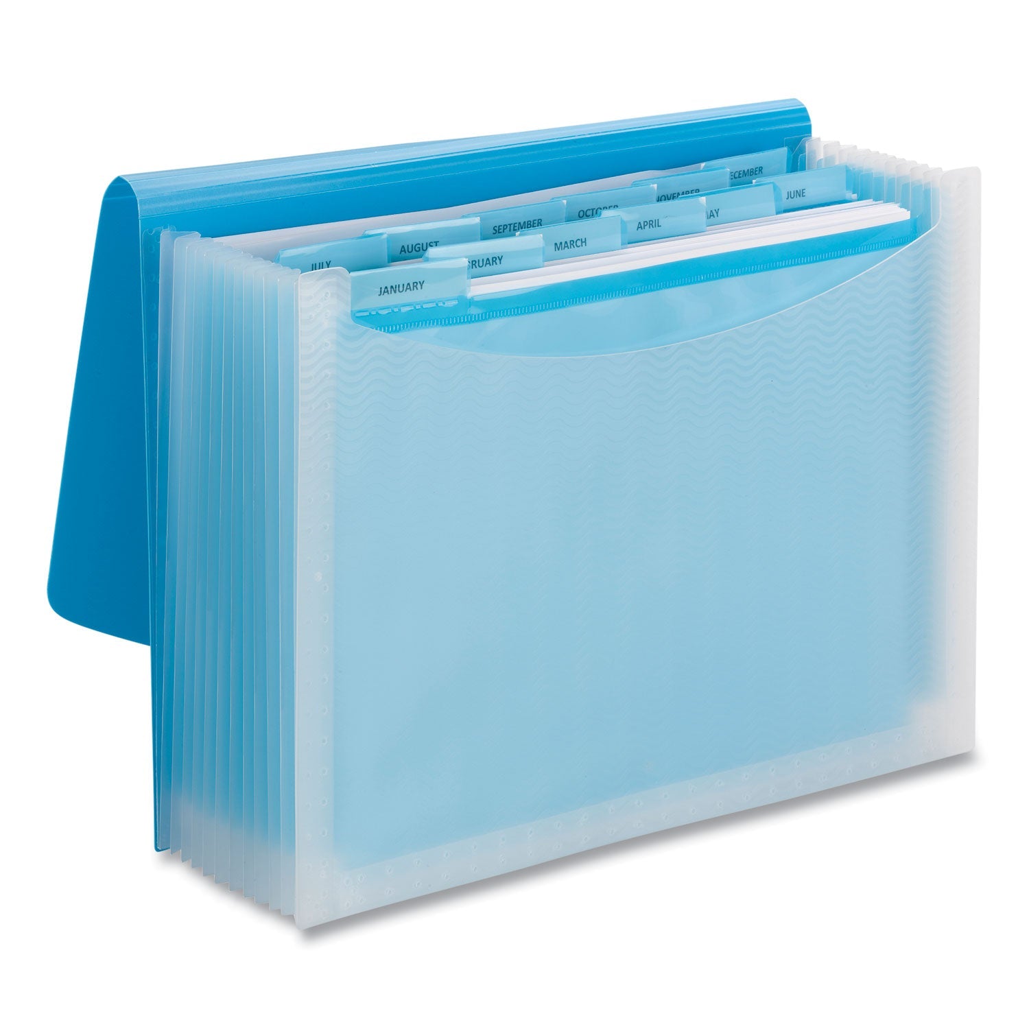Smead Poly Expanding Folders, 12 Sections, Cord/Hook Closure, 1/6-Cut Tabs, Letter Size, Teal/Clear - Bloom Skins