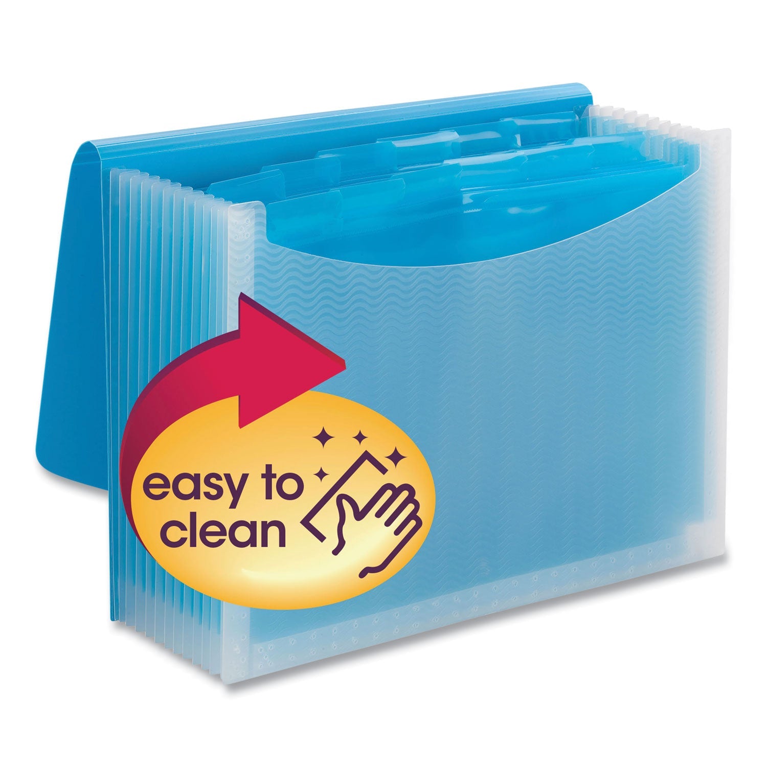Smead Poly Expanding Folders, 12 Sections, Cord/Hook Closure, 1/6-Cut Tabs, Letter Size, Teal/Clear - Bloom Skins