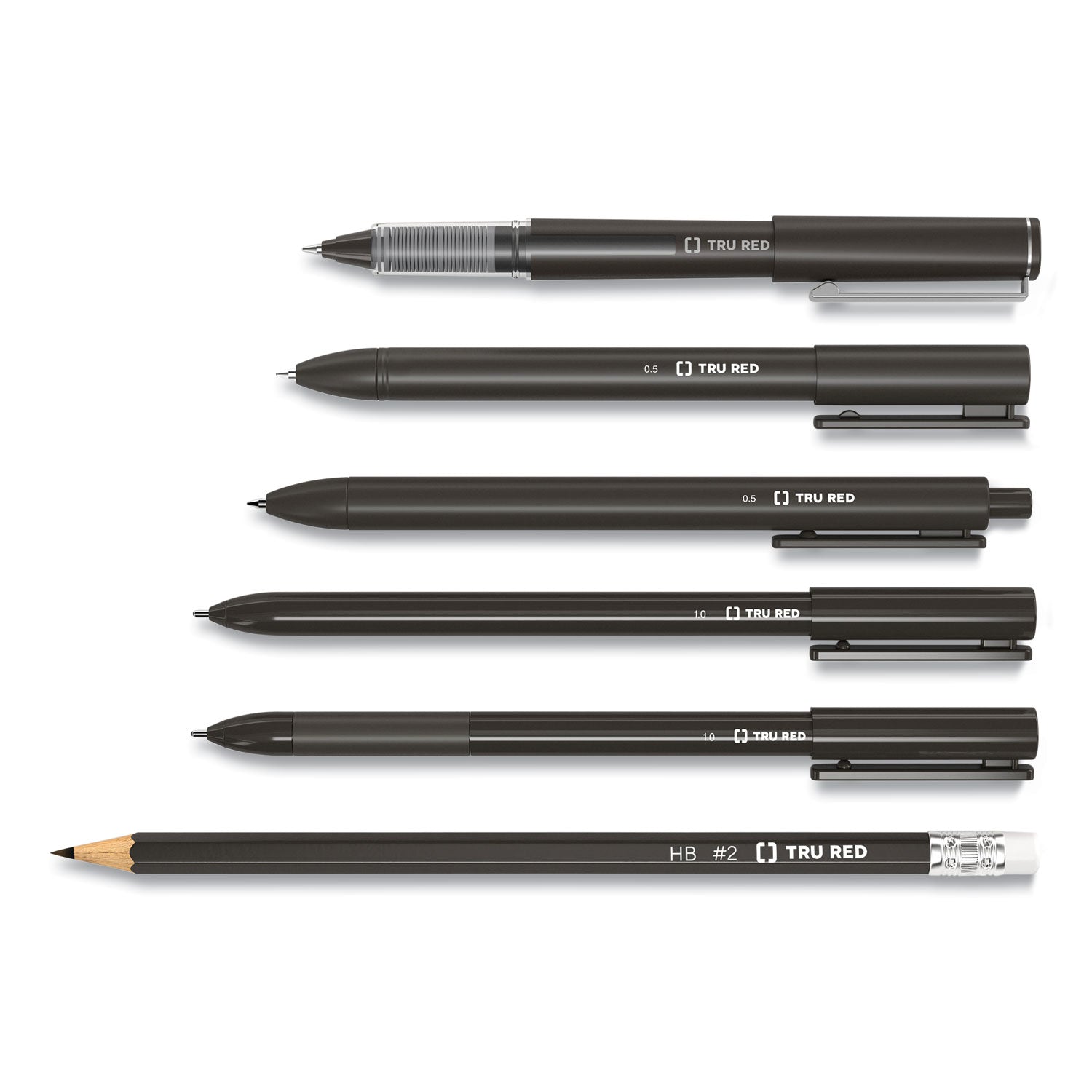 TRU RED™ Rollerball Pen, Stick, Fine 0.5 mm, Assorted Ink and Barrel Colors, 3/Pack