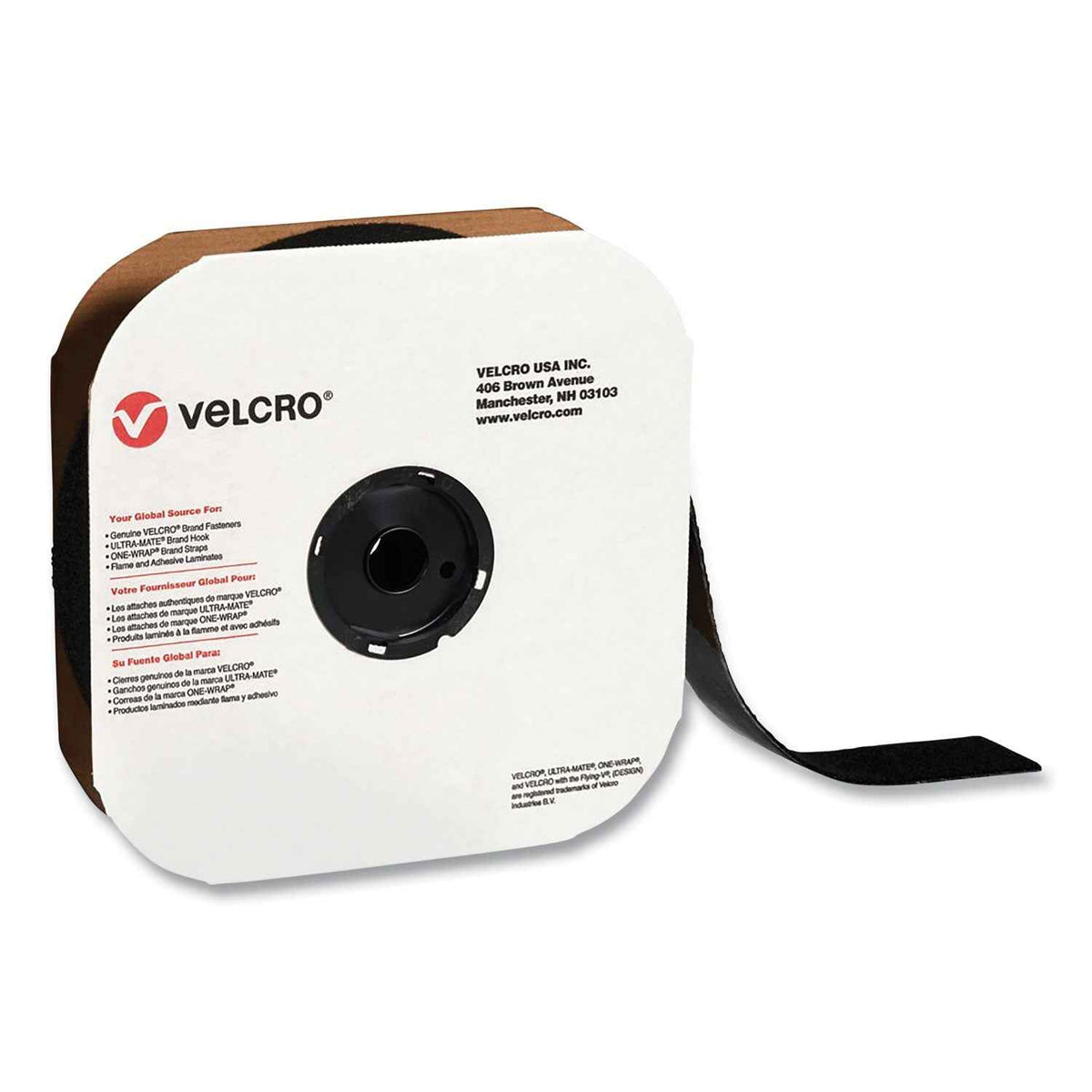 VELCRO® Brand Sticky-Back Fasteners, Loop Side, 2" X 75 Ft, Black