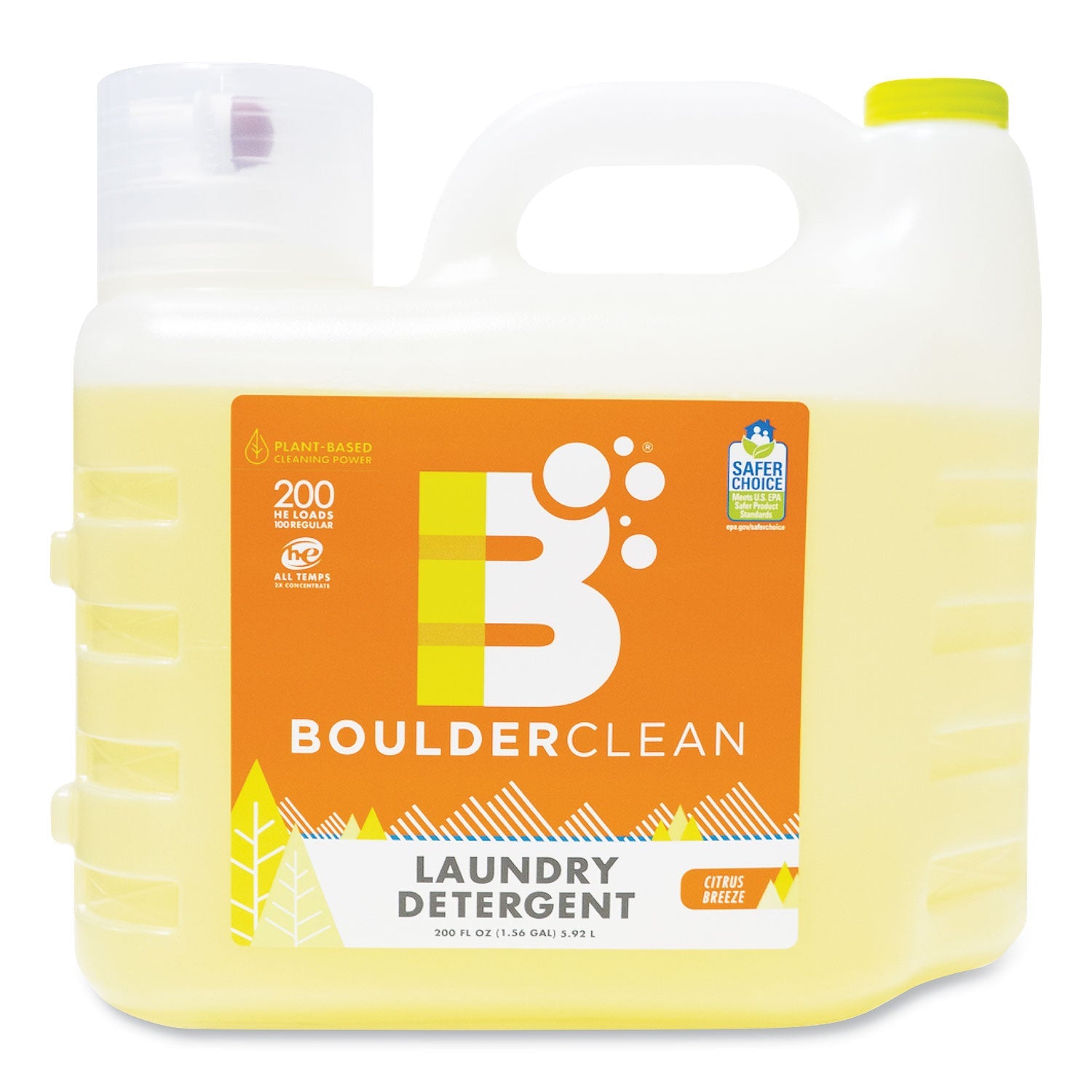 Boulder Clean Liquid Laundry Detergent, Citrus Breeze, 200 He Loads, 200 Oz Bottle
