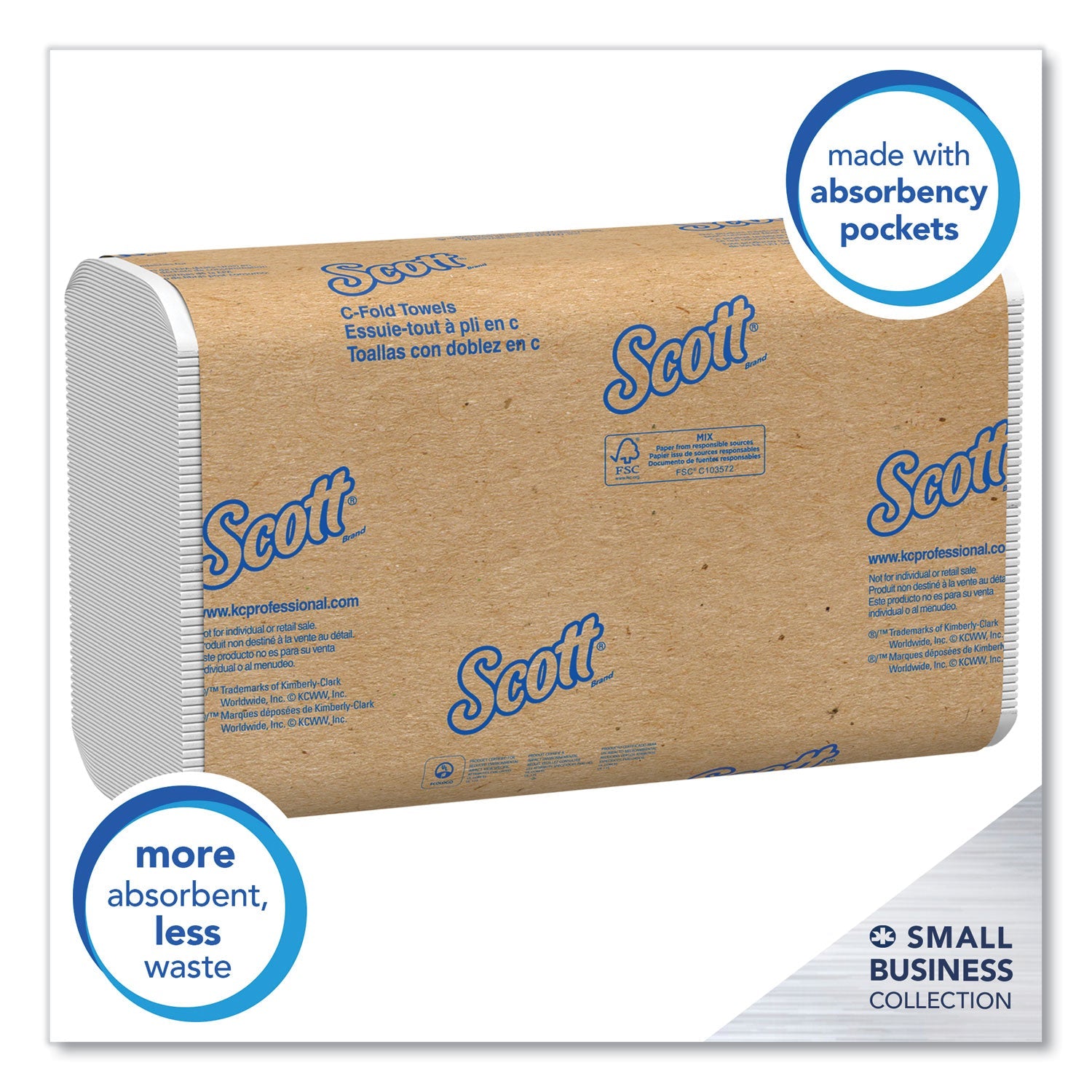 Scott® Essential C-Fold Towels for Business, Convenience Pack, 1-Ply, 10.13 x 13.15, White, 200/Pack, 9 Packs/Carton