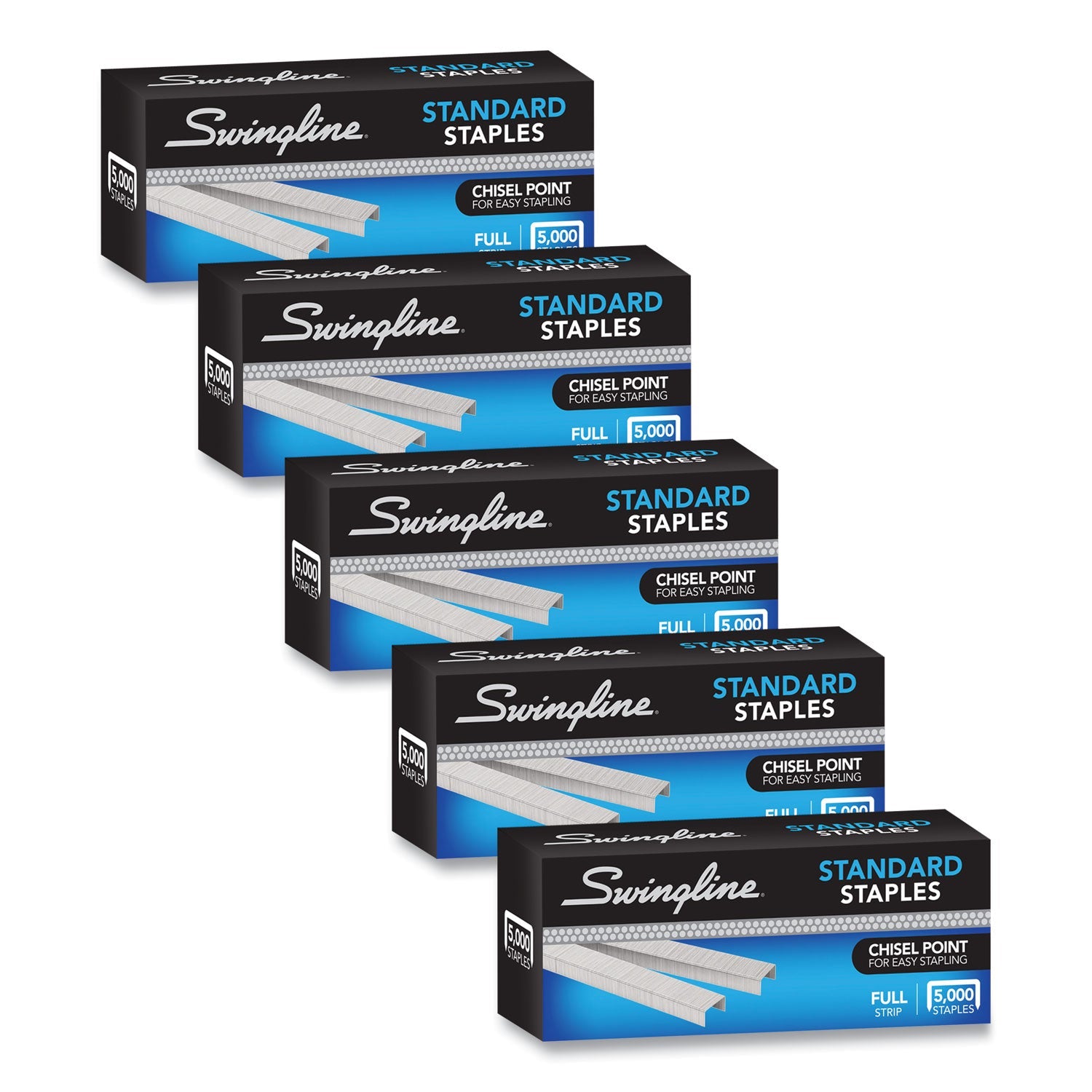 Swingline® S.F. 1 Standard Staples, 0.25" Leg, 0.5" Crown, Steel, 5,000/Pack, 5 Packs/Box