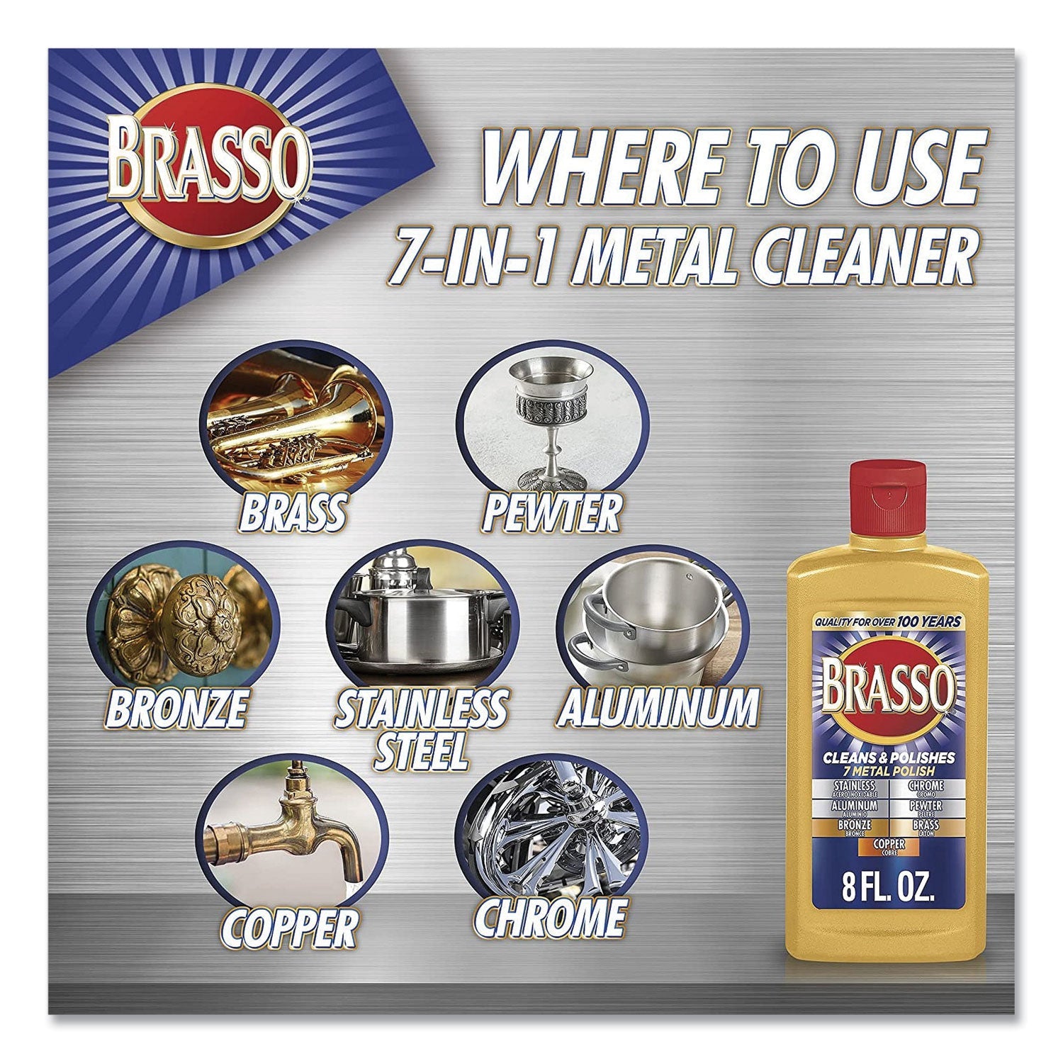 BRASSO® Metal Surface Polish, 8 Oz Bottle