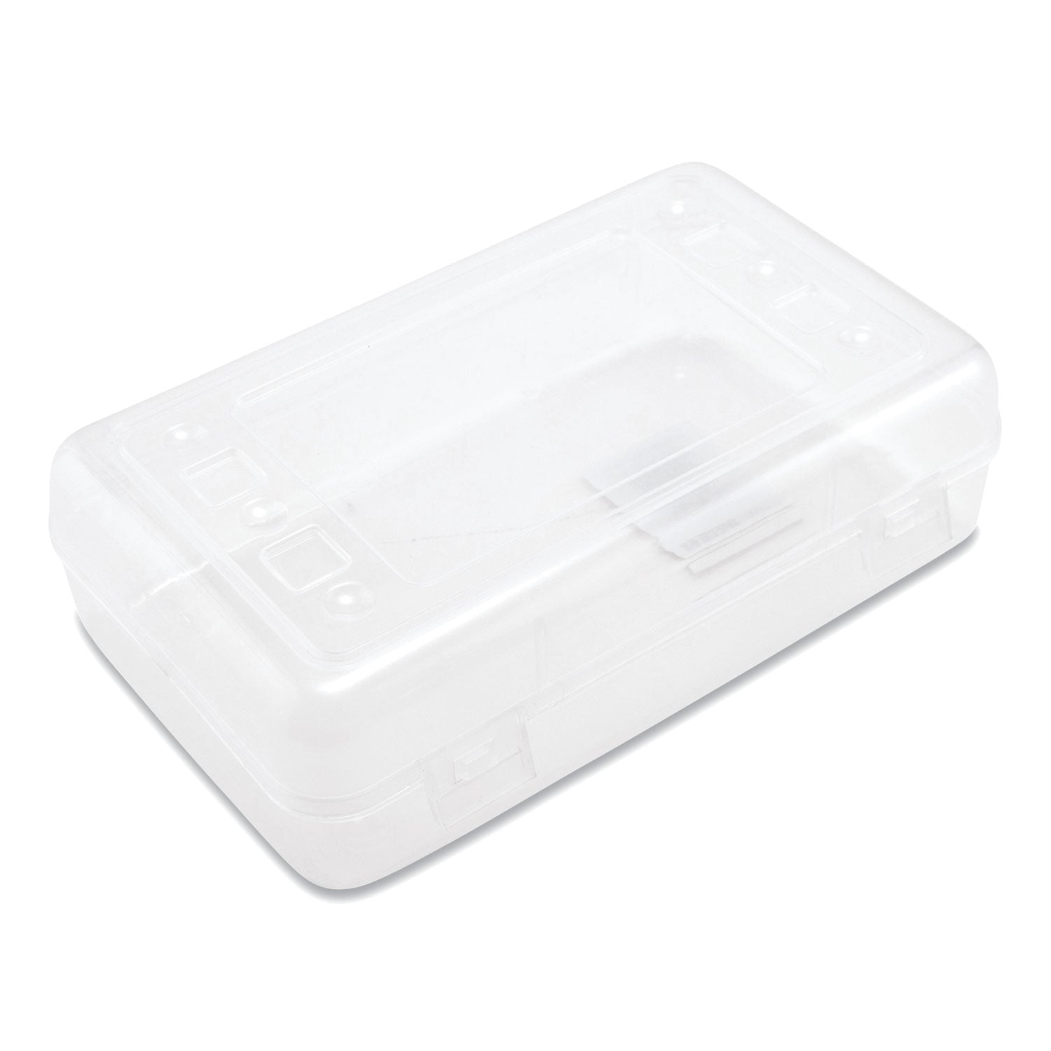 Advantus Clear Pencil Box, 8.5" x 5.25" x 2.5", Clear