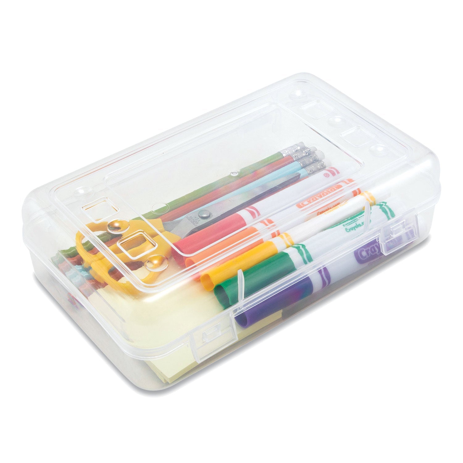Advantus Clear Pencil Box, 8.5" x 5.25" x 2.5", Clear
