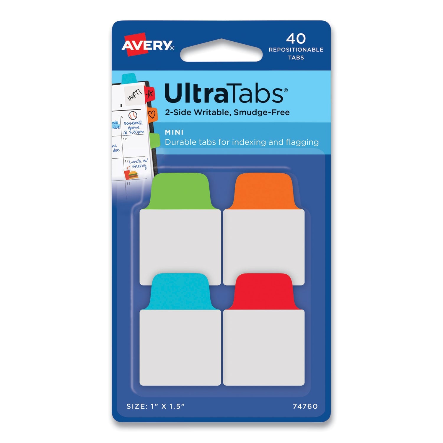 Repositionable Mini Tabs | 1" x 1.5" | 40/Pack