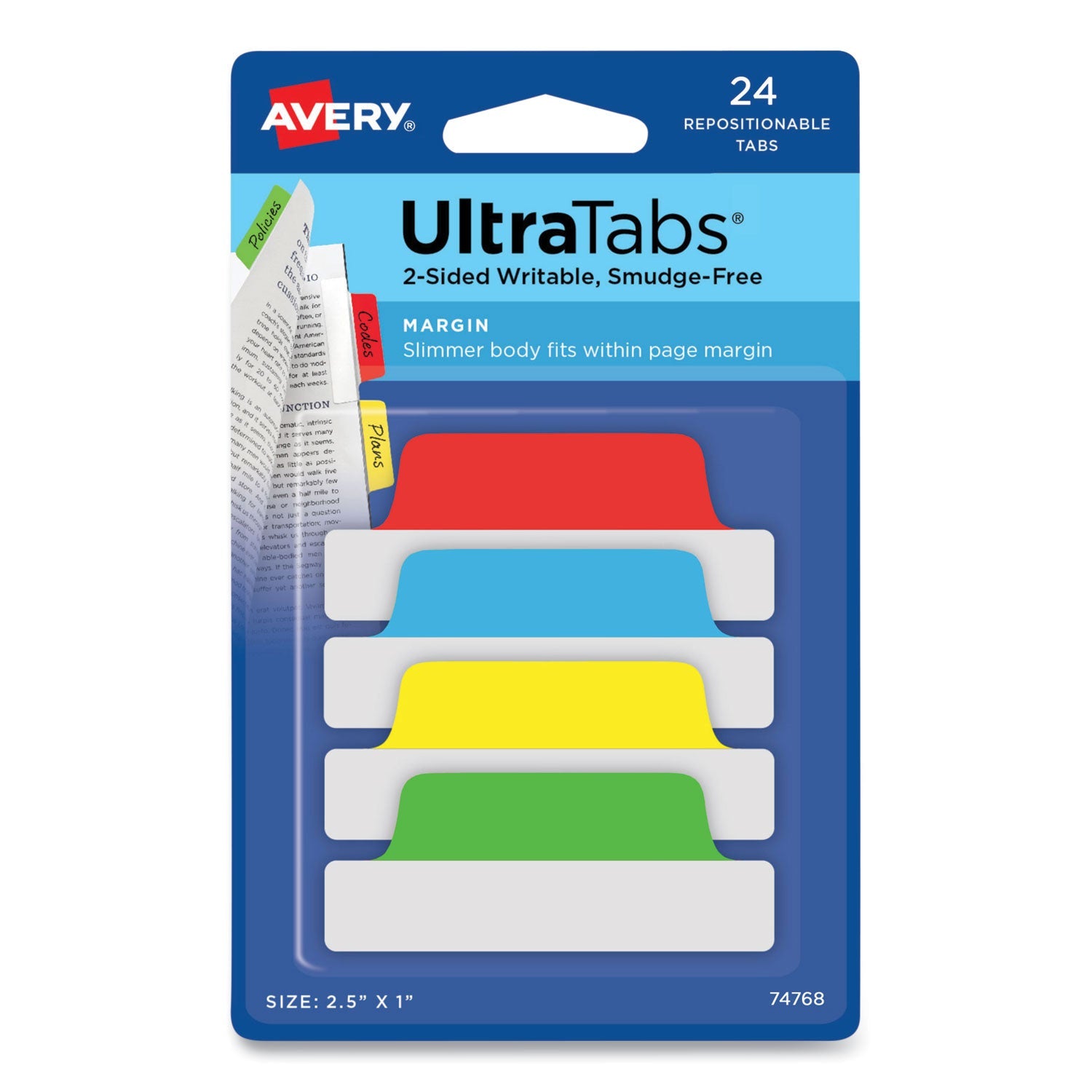 Repositionable Tabs | Margin Style | 24-Pack