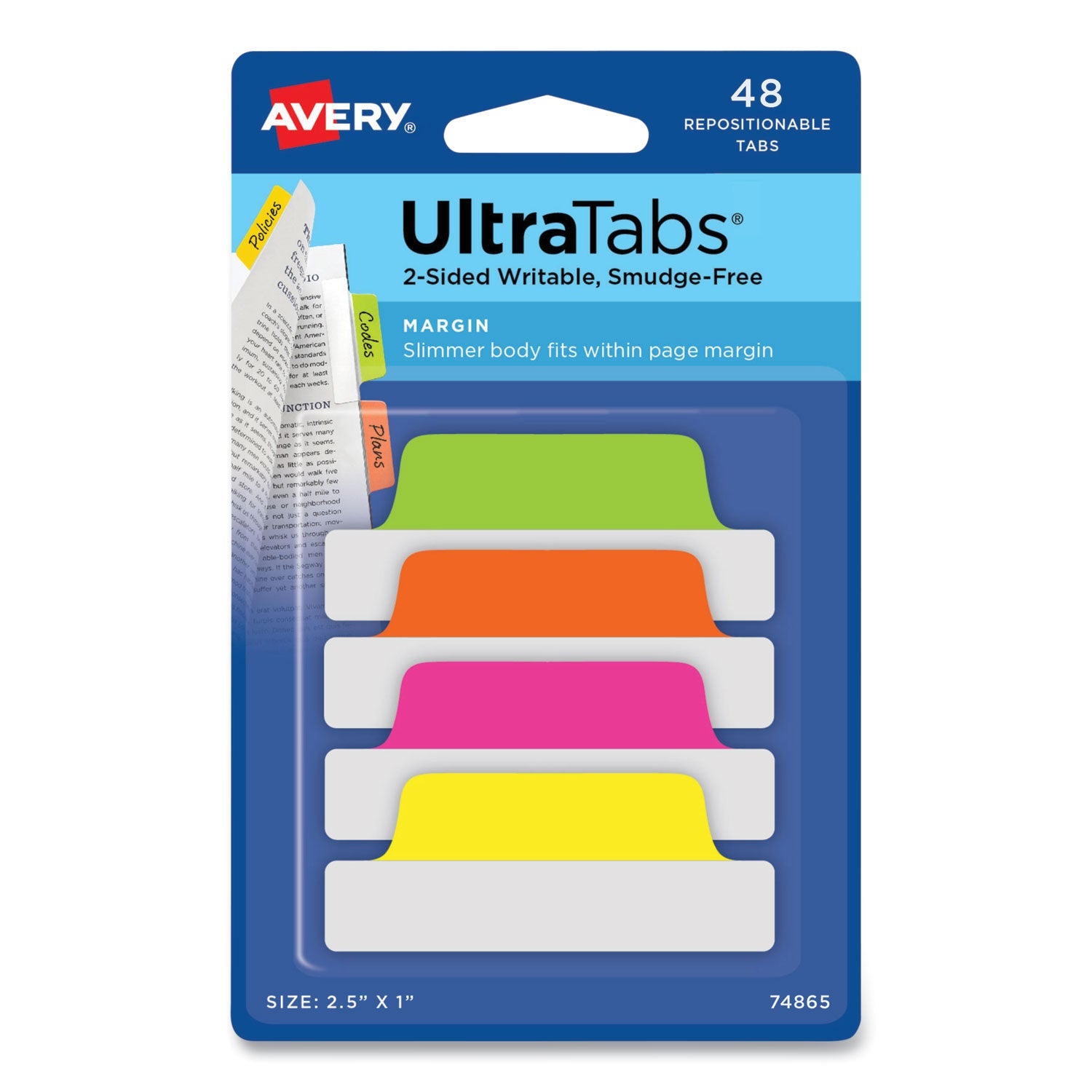 Repositionable Margin Tabs | Neon | 48/Pack