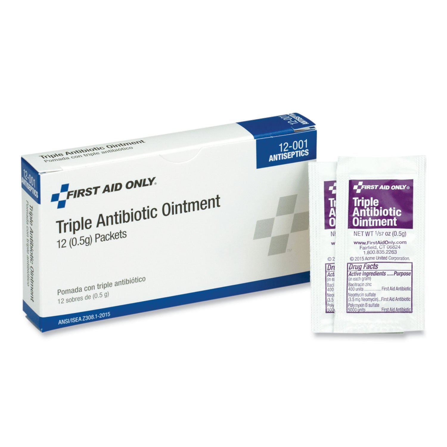 PhysiciansCare® by First Aid Only® First Aid Kit Refill Triple Antibiotic Ointment, Packet, 12/box