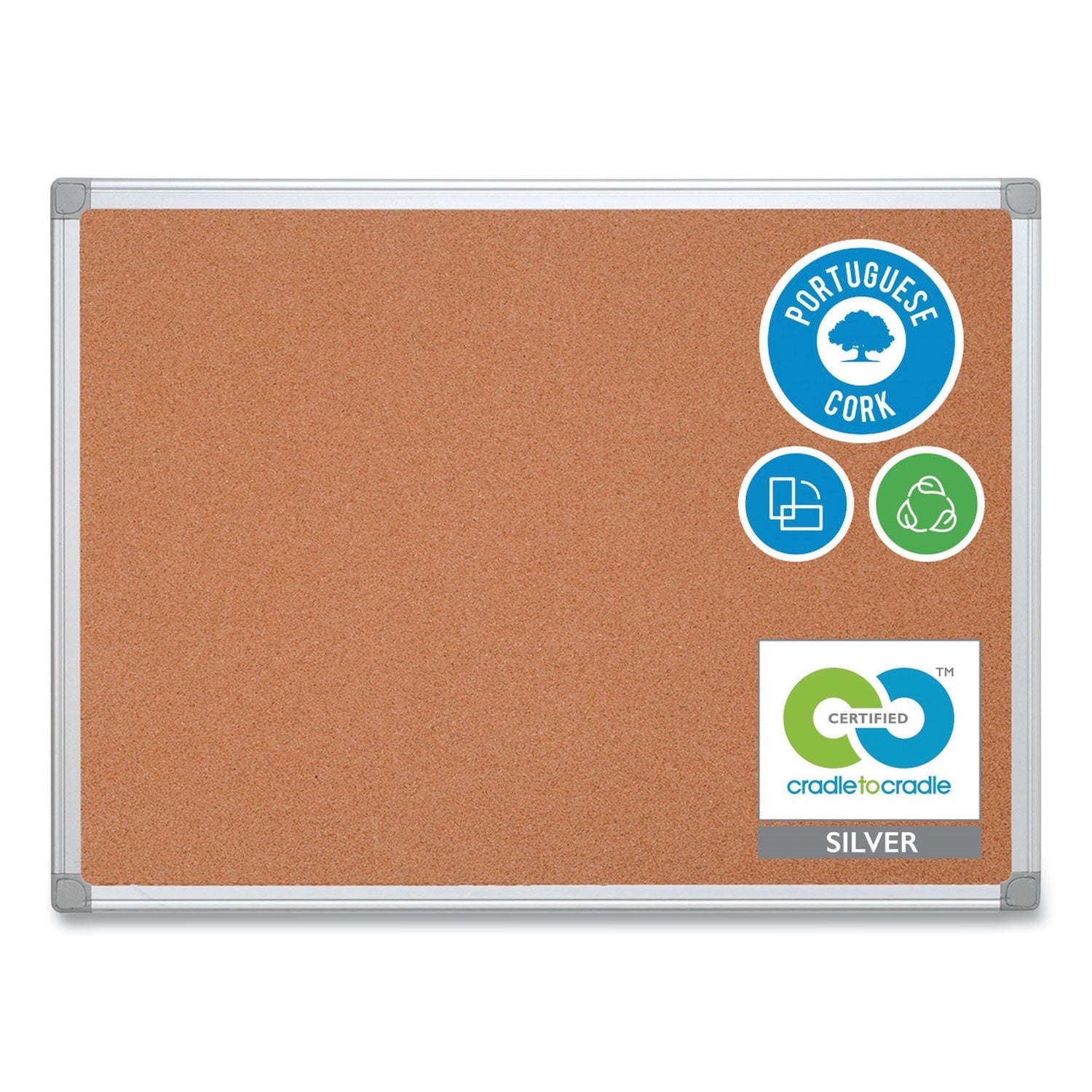 MasterVision® Earth Cork Board, 72" x 48", Tan Surface, Satin Aluminum Frame