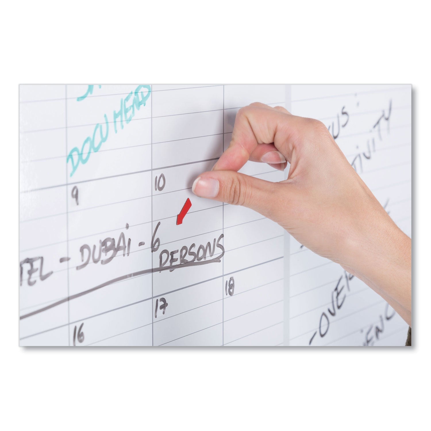 MasterVision® Magnetic Dry Erase Calendar Board, Monthly Planning/Scheduling, 36" x 24", White Surface, Satin Aluminum Frame
