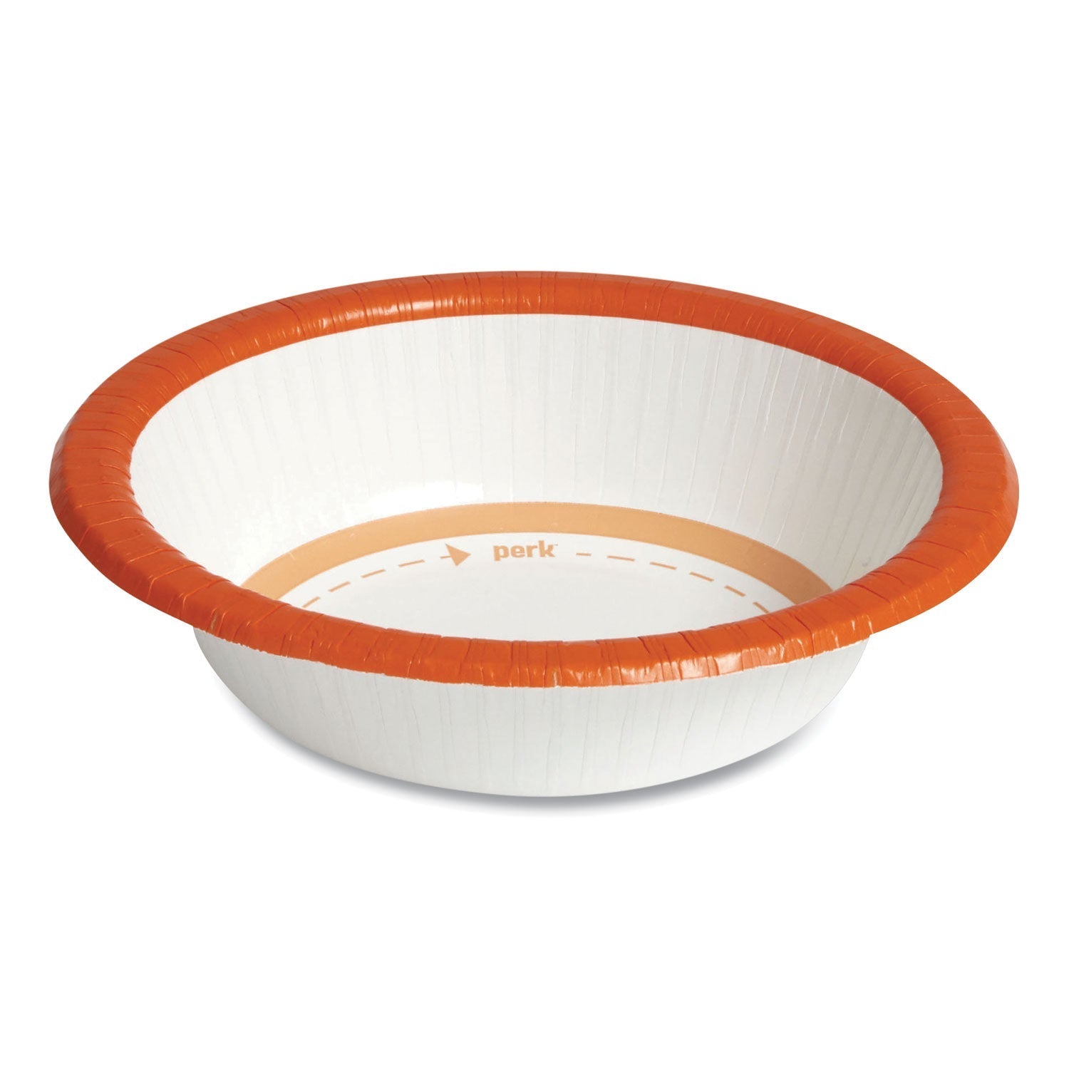Perk™ Heavy-Weight Paper Bowls, 12 Oz, White/orange, 125/pack, 4 Packs/carton