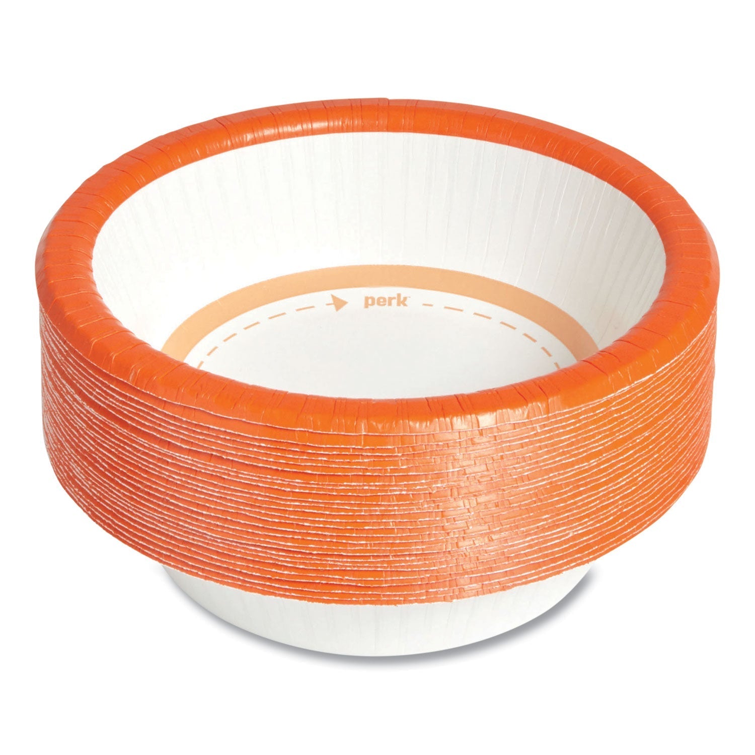 Perk™ Heavy-Weight Paper Bowls, 12 Oz, White/orange, 125/pack, 4 Packs/carton