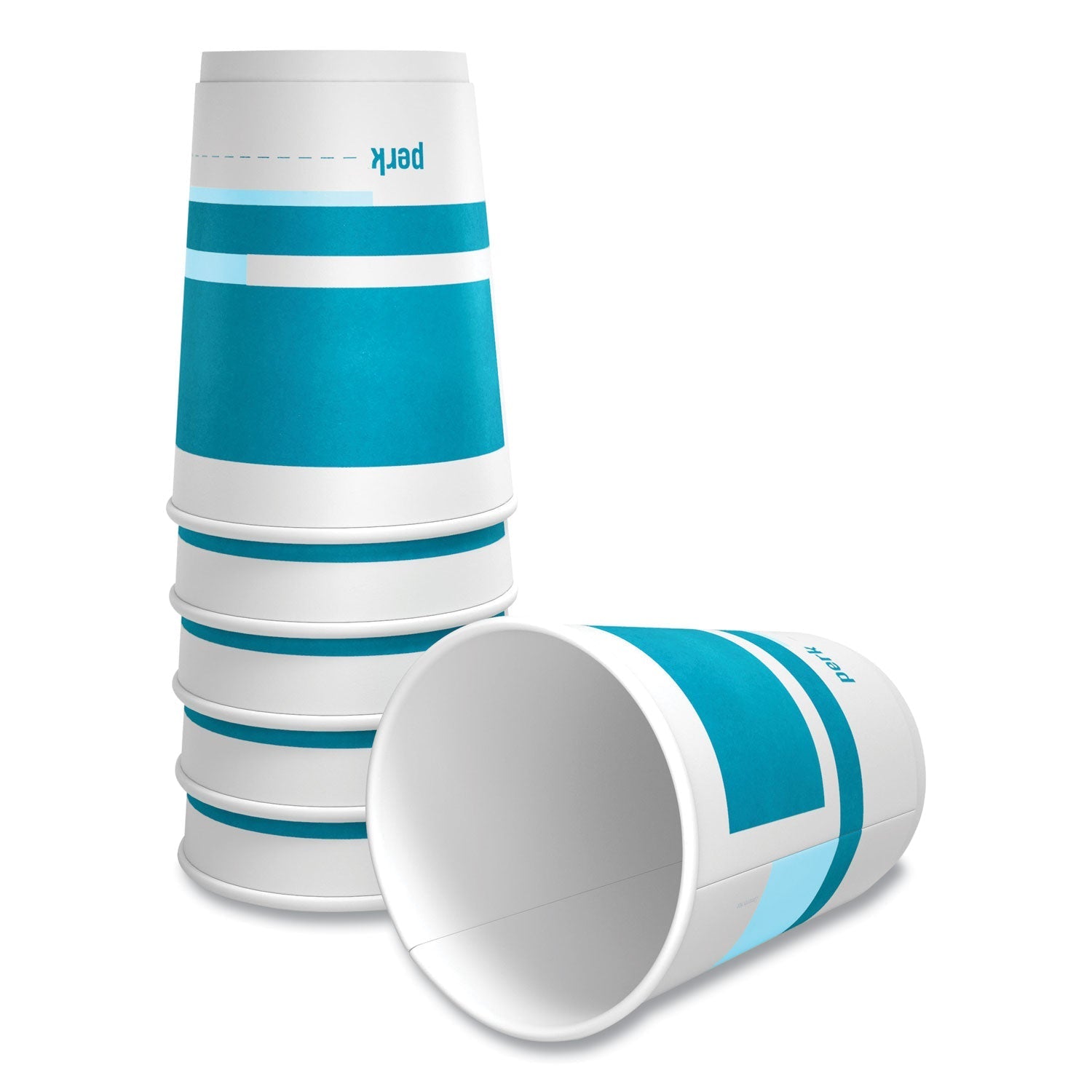 Perk™ Insulated Paper Hot Cups, 12 Oz, White/blue, 40/pack